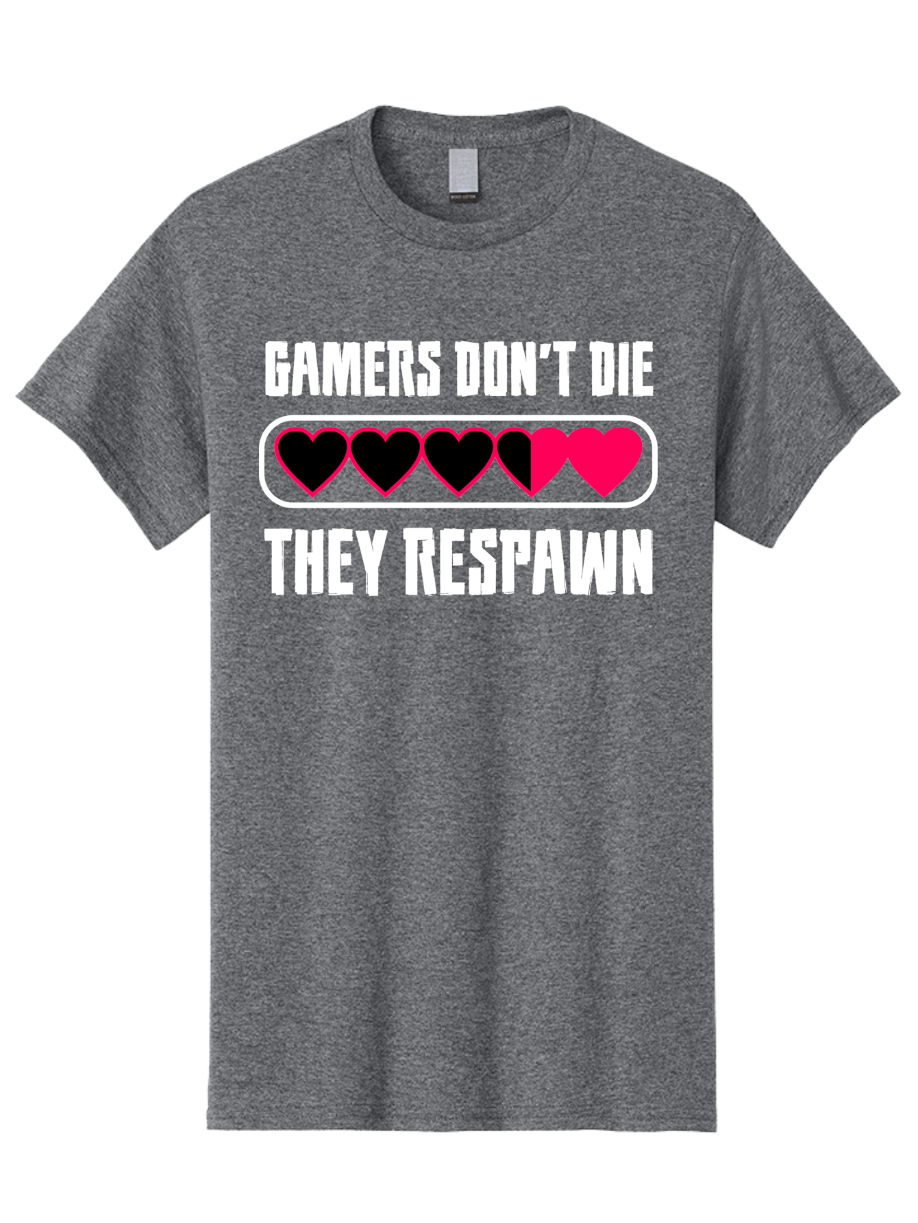 Gamers-Don-T-Die-They-Respwan Men'S Graphic Tee, 100% Cotton, Comfortable Casual Summer Wear, Machine Washable, Gaming Quote, Gamer Life, Respawn, Video Game Humor, Gaming Culture, Gamer Hearts, Digital Entertainment, Gaming Phrase - Aaa637 25