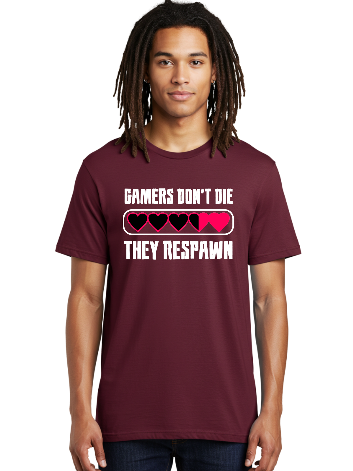 Gamers-Don-T-Die-They-Respwan Men'S Graphic Tee, 100% Cotton, Comfortable Casual Summer Wear, Machine Washable, Gaming Quote, Gamer Life, Respawn, Video Game Humor, Gaming Culture, Gamer Hearts, Digital Entertainment, Gaming Phrase - Aaa637 22
