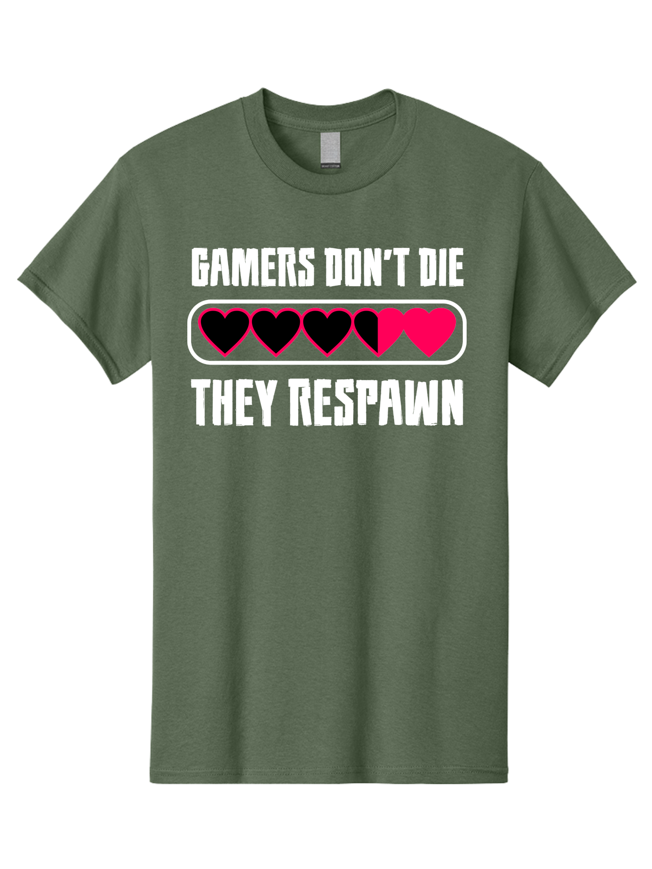 Gamers-Don-T-Die-They-Respwan Men'S Graphic Tee, 100% Cotton, Comfortable Casual Summer Wear, Machine Washable, Gaming Quote, Gamer Life, Respawn, Video Game Humor, Gaming Culture, Gamer Hearts, Digital Entertainment, Gaming Phrase - Aaa637 23