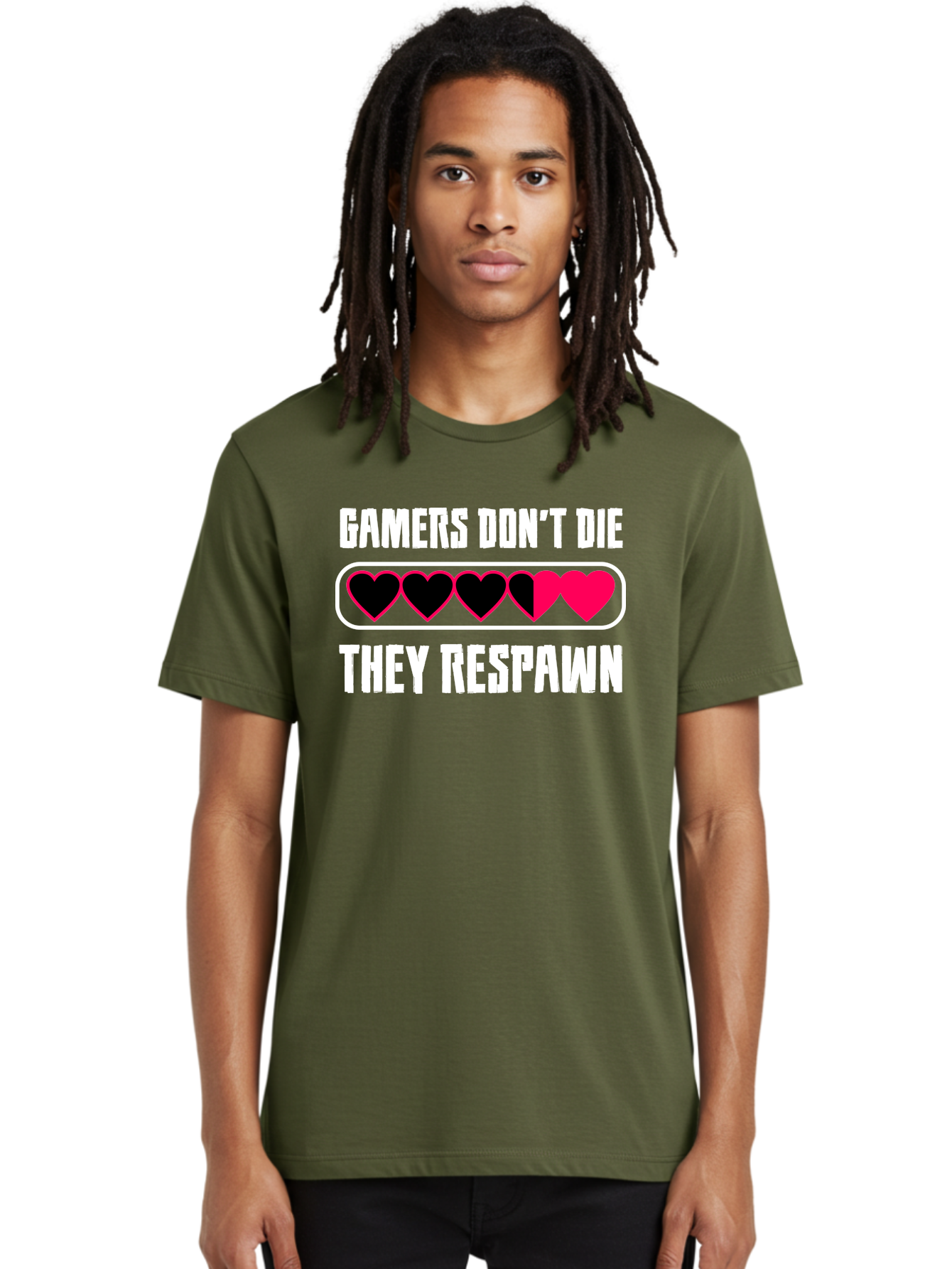 Gamers-Don-T-Die-They-Respwan Men'S Graphic Tee, 100% Cotton, Comfortable Casual Summer Wear, Machine Washable, Gaming Quote, Gamer Life, Respawn, Video Game Humor, Gaming Culture, Gamer Hearts, Digital Entertainment, Gaming Phrase - Aaa637 24