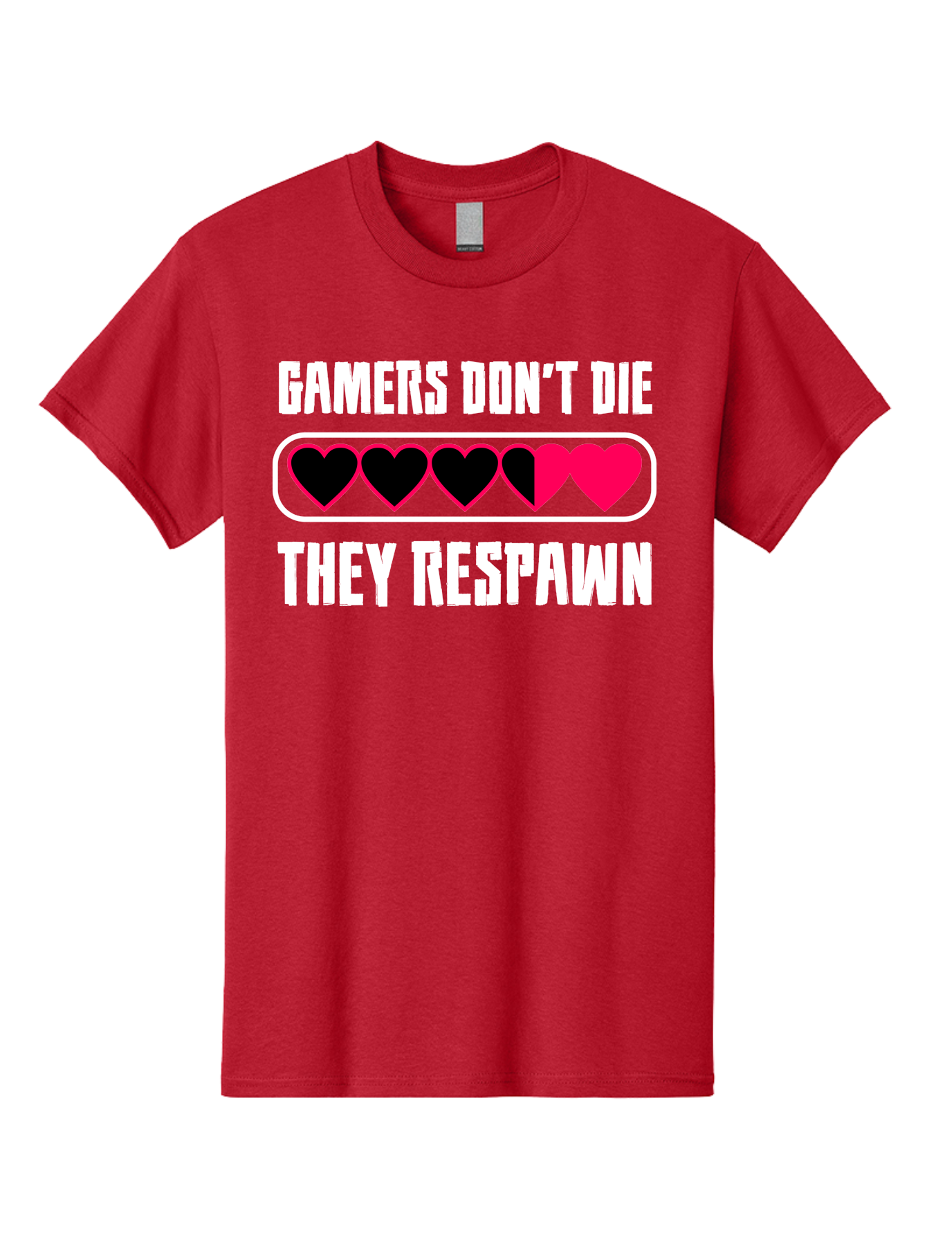 Gamers-Don-T-Die-They-Respwan Men'S Graphic Tee, 100% Cotton, Comfortable Casual Summer Wear, Machine Washable, Gaming Quote, Gamer Life, Respawn, Video Game Humor, Gaming Culture, Gamer Hearts, Digital Entertainment, Gaming Phrase - Aaa637 27