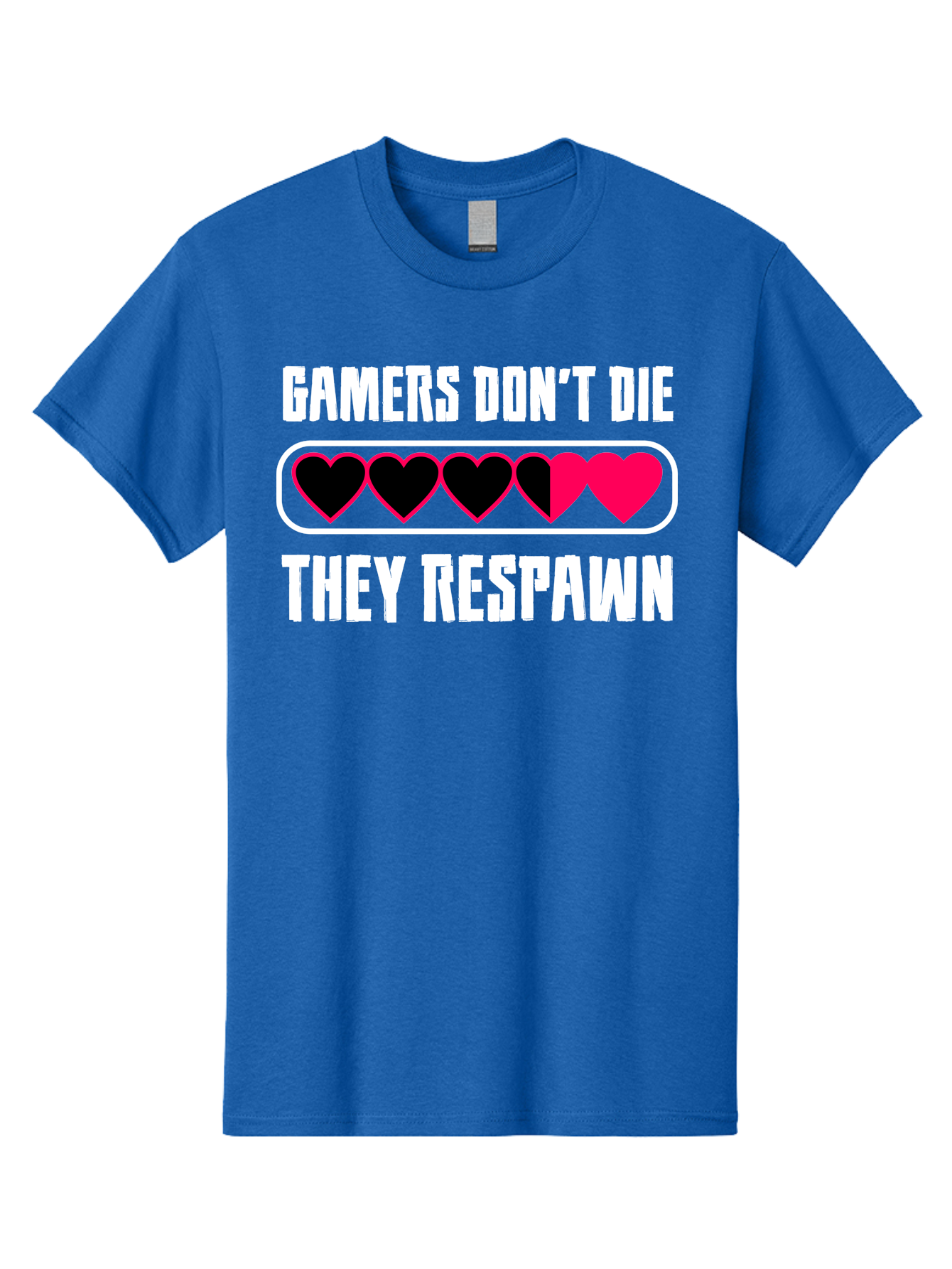 Gamers-Don-T-Die-They-Respwan Men'S Graphic Tee, 100% Cotton, Comfortable Casual Summer Wear, Machine Washable, Gaming Quote, Gamer Life, Respawn, Video Game Humor, Gaming Culture, Gamer Hearts, Digital Entertainment, Gaming Phrase - Aaa637 5