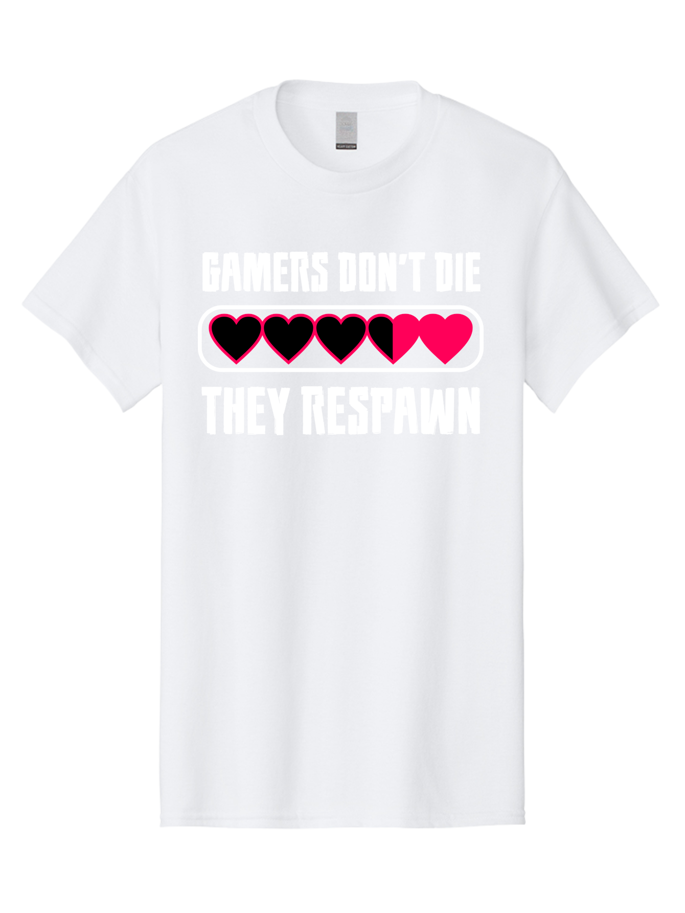 Gamers-Don-T-Die-They-Respwan Men'S Graphic Tee, 100% Cotton, Comfortable Casual Summer Wear, Machine Washable, Gaming Quote, Gamer Life, Respawn, Video Game Humor, Gaming Culture, Gamer Hearts, Digital Entertainment, Gaming Phrase - Aaa637 3