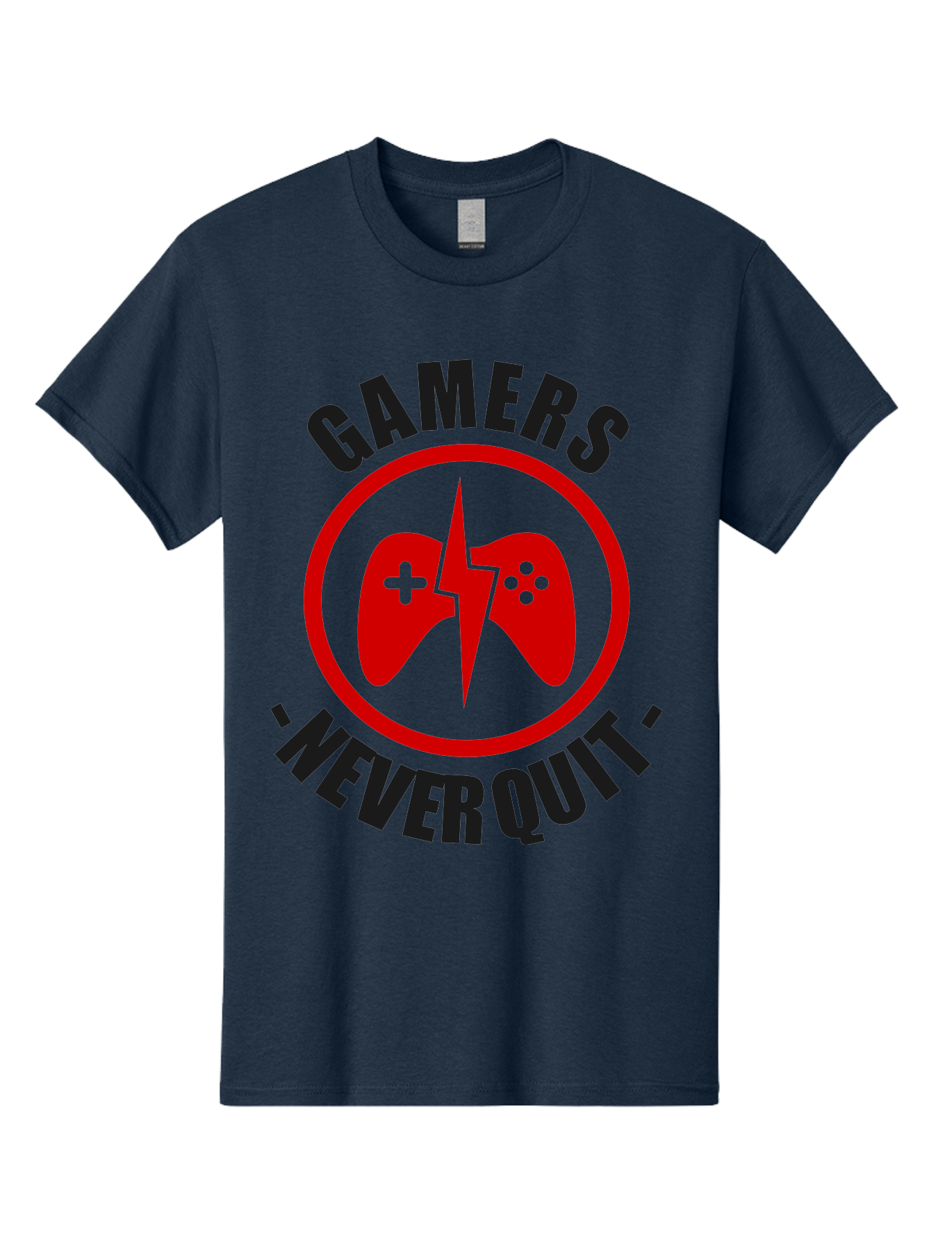 Gamers-Never-Quit Men'S Graphic Tee, 100% Cotton, Comfortable Casual Summer Wear, Machine Washable, Gaming Logo, Red Gamepad Symbol, Bold Typography, Motivational Quote, Never Quit Attitude, Gaming Culture, Gamer Spirit - Aaa638 9