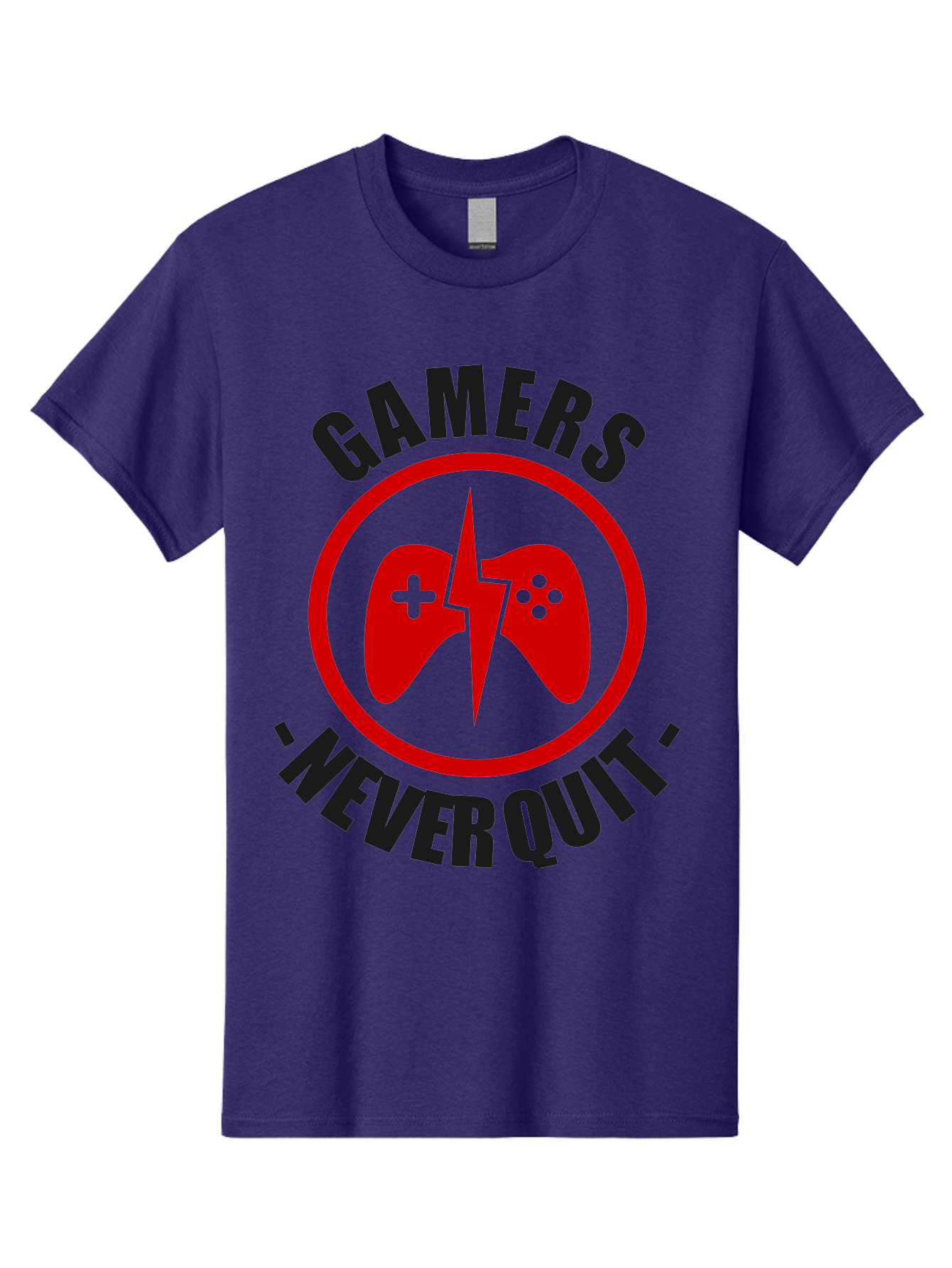 Gamers-Never-Quit Men'S Graphic Tee, 100% Cotton, Comfortable Casual Summer Wear, Machine Washable, Gaming Logo, Red Gamepad Symbol, Bold Typography, Motivational Quote, Never Quit Attitude, Gaming Culture, Gamer Spirit - Aaa638 7