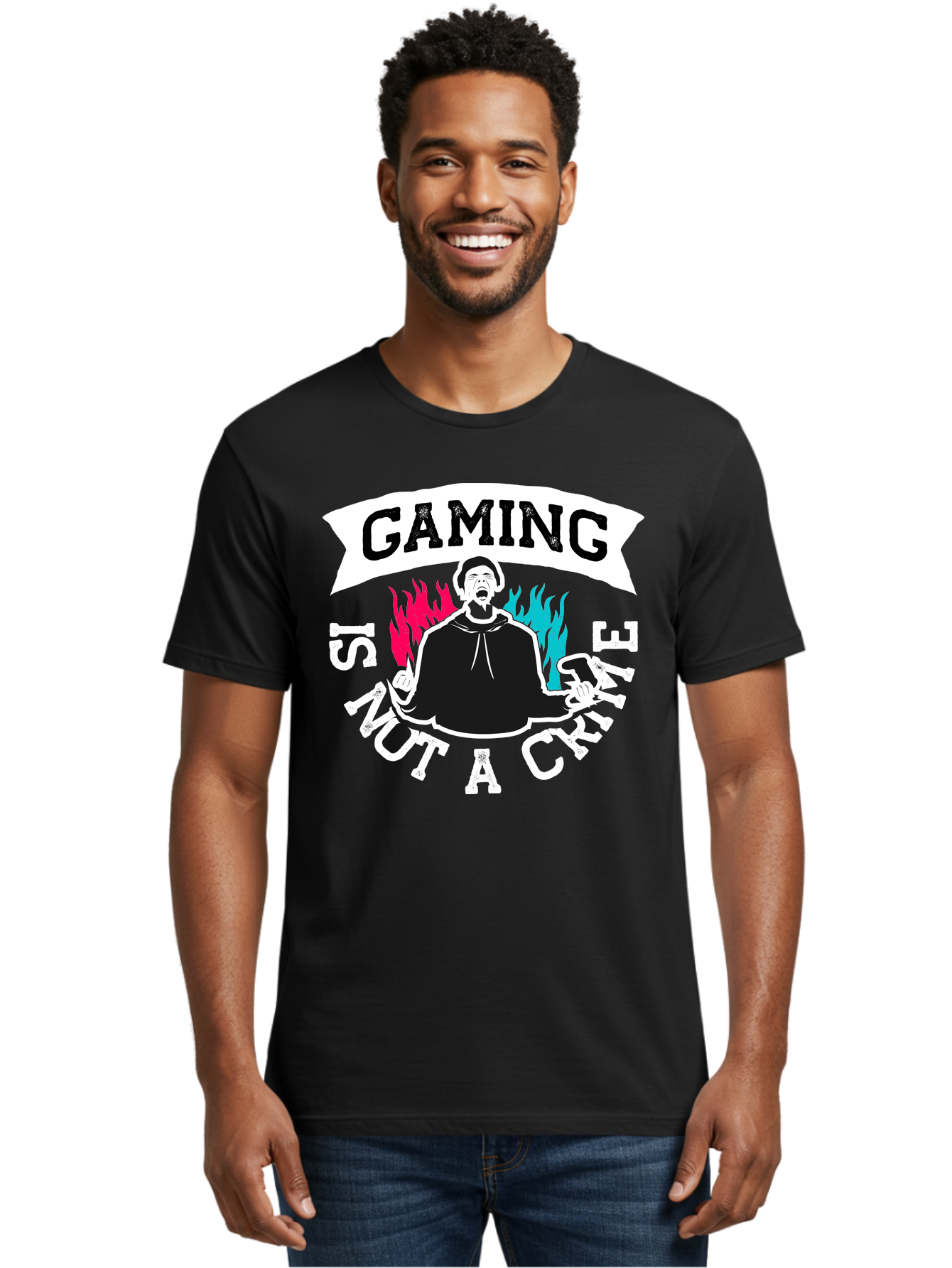 Gaming-Is-Not-A-Crime Men'S Graphic Tee, 100% Cotton, Comfortable Casual Summer Wear, Machine Washable, Gaming Culture, Gamer Identity, Pop Culture Graphics, Bold Typography, Video Game Illustrations, Passionate Expression, Loud And Proud, - Aaa639 12