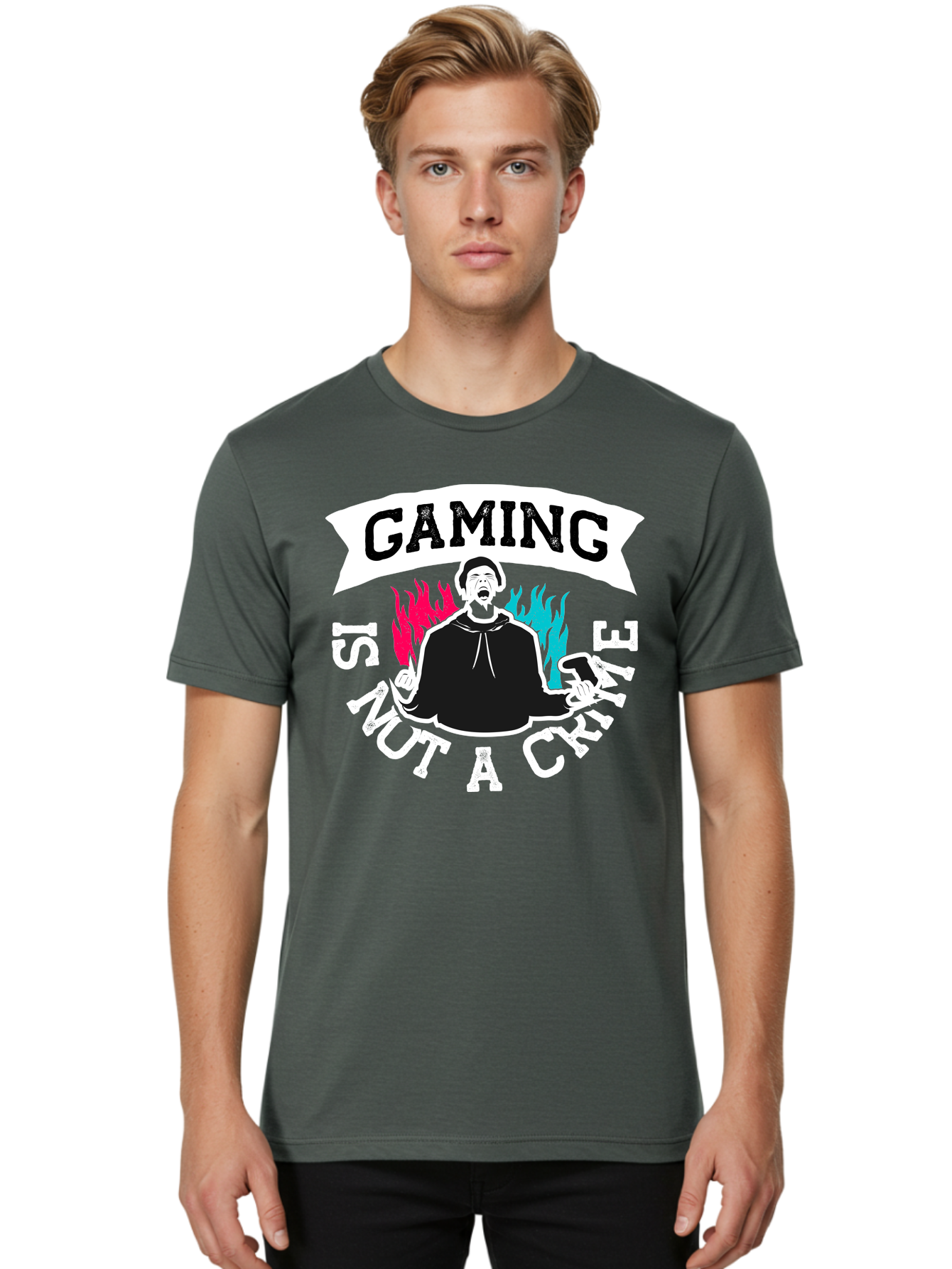 Gaming-Is-Not-A-Crime Men'S Graphic Tee, 100% Cotton, Comfortable Casual Summer Wear, Machine Washable, Gaming Culture, Gamer Identity, Pop Culture Graphics, Bold Typography, Video Game Illustrations, Passionate Expression, Loud And Proud, - Aaa639 18