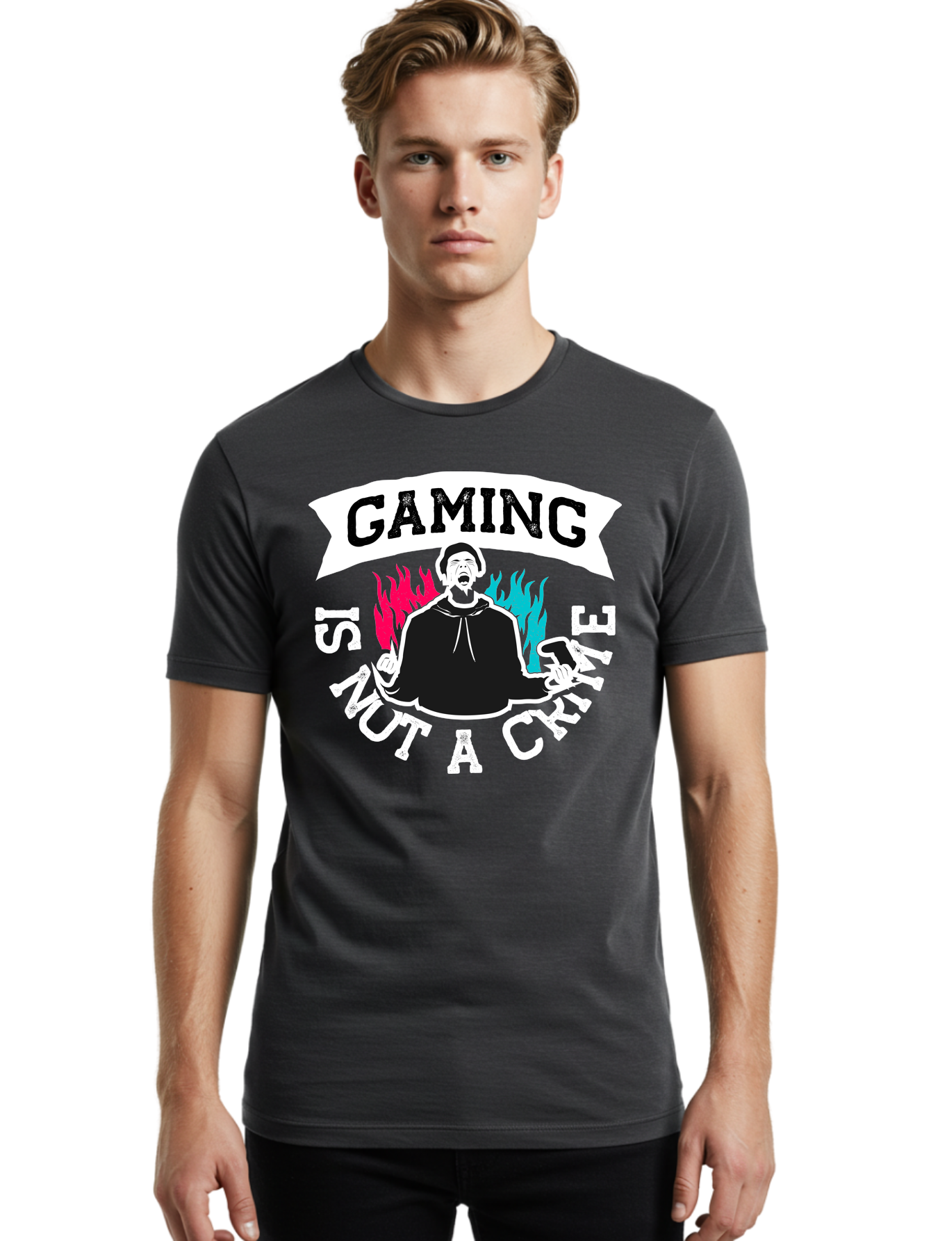 Gaming-Is-Not-A-Crime Men'S Graphic Tee, 100% Cotton, Comfortable Casual Summer Wear, Machine Washable, Gaming Culture, Gamer Identity, Pop Culture Graphics, Bold Typography, Video Game Illustrations, Passionate Expression, Loud And Proud, - Aaa639 8