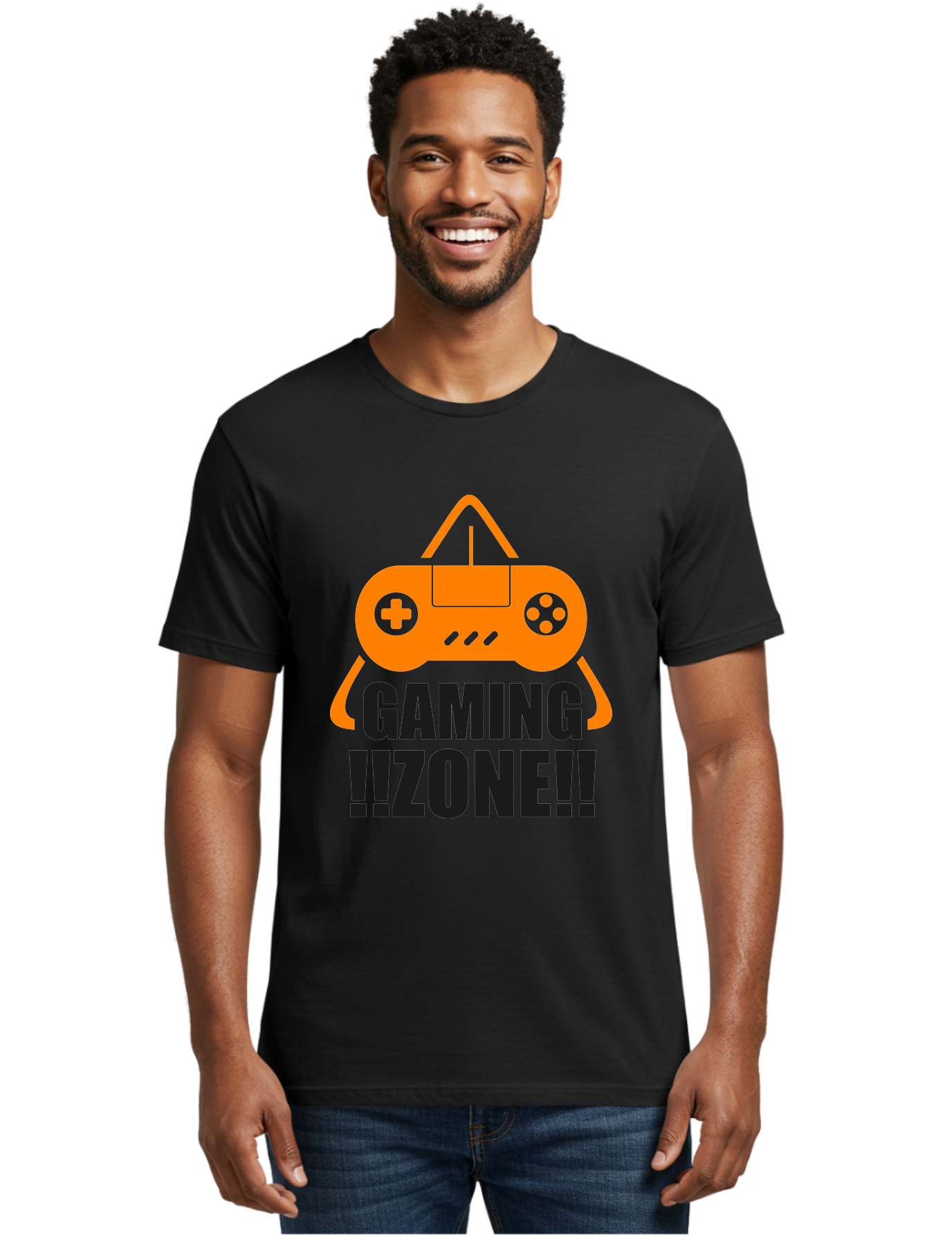 Gaming-Zone Men'S Graphic Tee, 100% Cotton, Comfortable Casual Summer Wear, Machine Washable, Gaming Controller, Orange Graphics, Gaming Zone, Video Games, Gaming Community, Online Gaming, Gaming Culture, Gamer Lifestyle - Aaa641 14