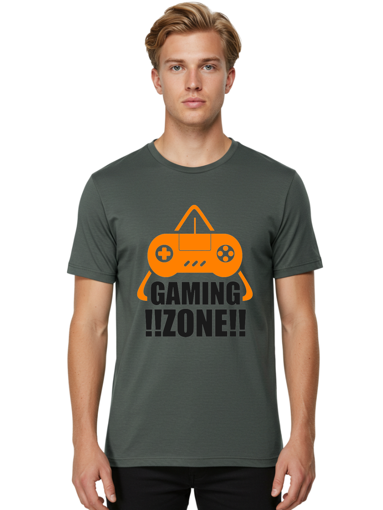 Gaming-Zone Men'S Graphic Tee, 100% Cotton, Comfortable Casual Summer Wear, Machine Washable, Gaming Controller, Orange Graphics, Gaming Zone, Video Games, Gaming Community, Online Gaming, Gaming Culture, Gamer Lifestyle - Aaa641 22