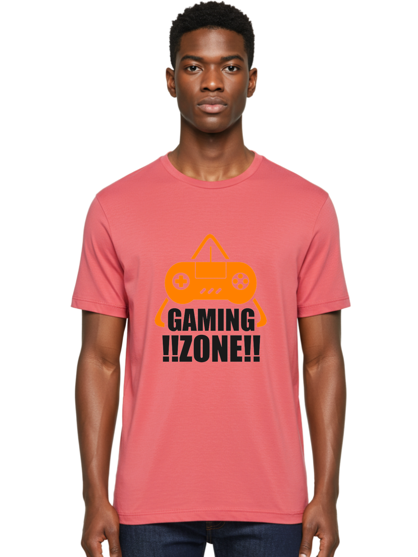 Gaming-Zone Men'S Graphic Tee, 100% Cotton, Comfortable Casual Summer Wear, Machine Washable, Gaming Controller, Orange Graphics, Gaming Zone, Video Games, Gaming Community, Online Gaming, Gaming Culture, Gamer Lifestyle - Aaa641 12
