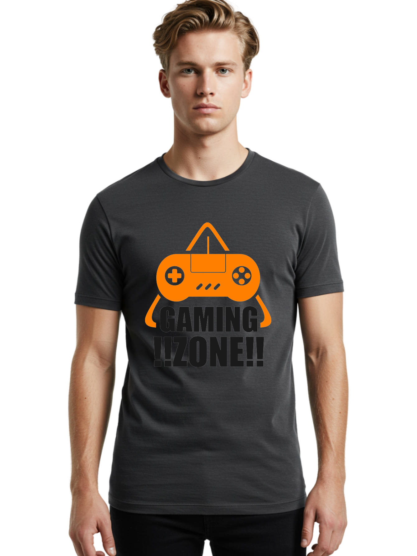 Gaming-Zone Men'S Graphic Tee, 100% Cotton, Comfortable Casual Summer Wear, Machine Washable, Gaming Controller, Orange Graphics, Gaming Zone, Video Games, Gaming Community, Online Gaming, Gaming Culture, Gamer Lifestyle - Aaa641 18