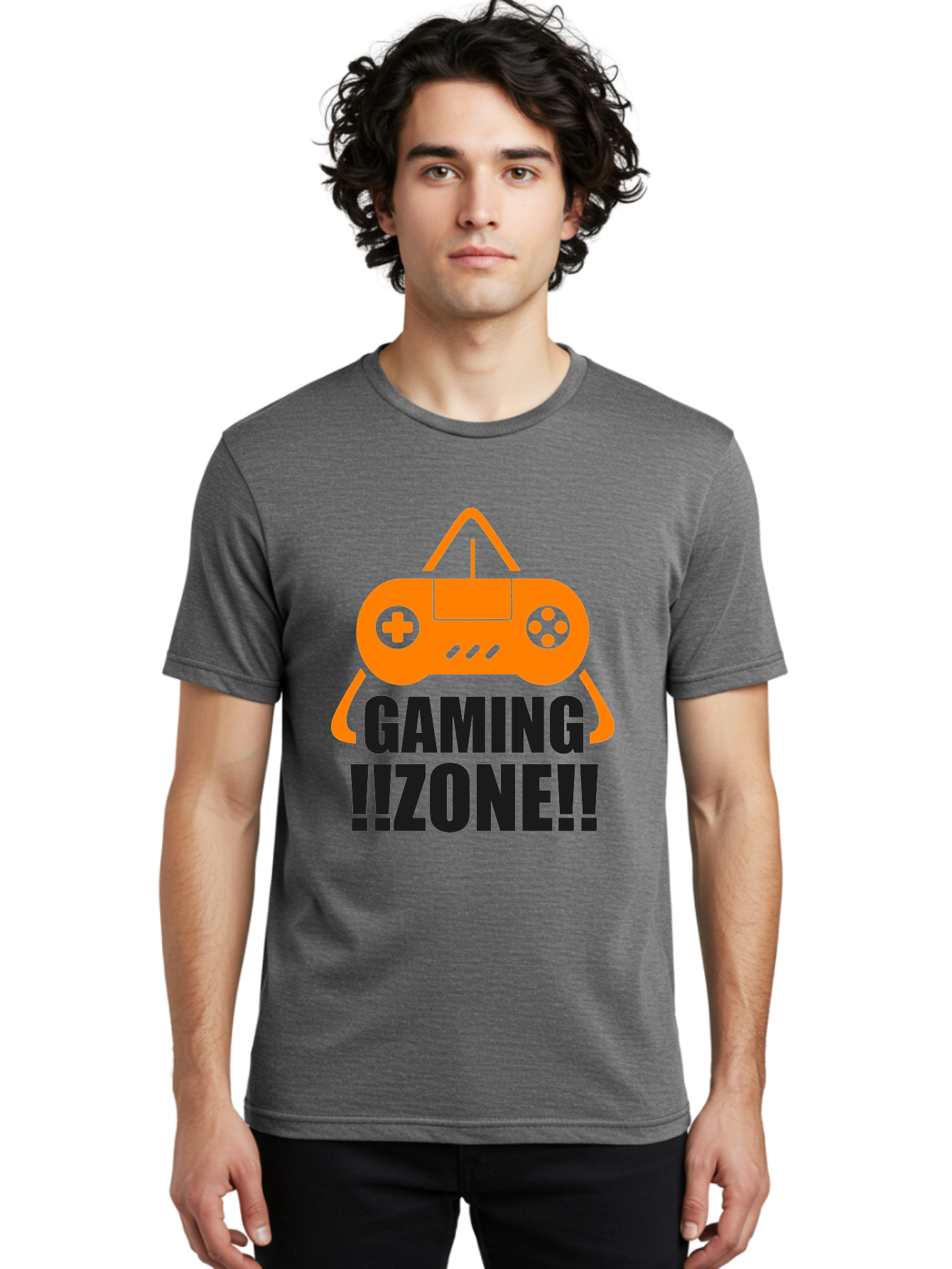Gaming-Zone Men'S Graphic Tee, 100% Cotton, Comfortable Casual Summer Wear, Machine Washable, Gaming Controller, Orange Graphics, Gaming Zone, Video Games, Gaming Community, Online Gaming, Gaming Culture, Gamer Lifestyle - Aaa641 16