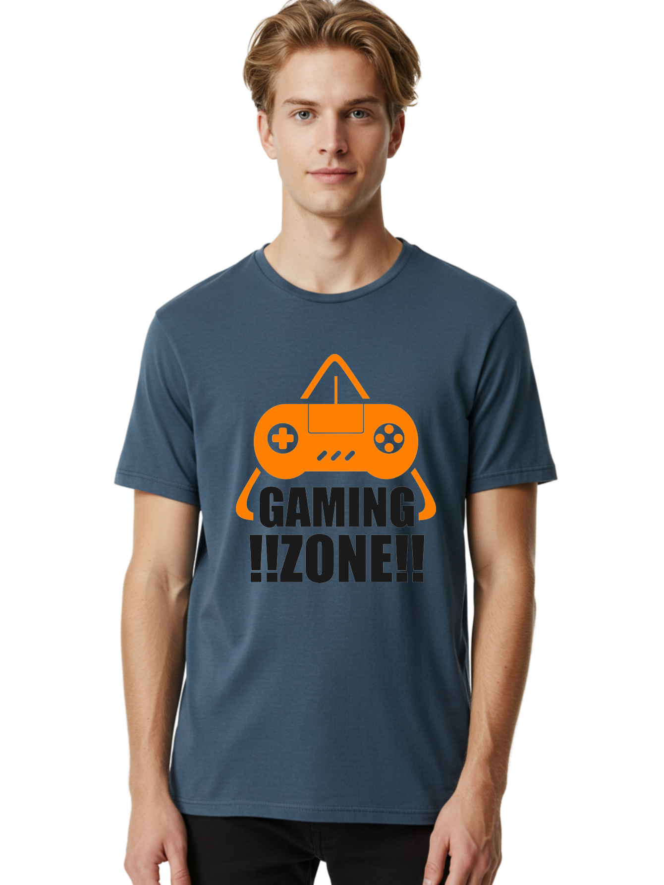 Gaming-Zone Men'S Graphic Tee, 100% Cotton, Comfortable Casual Summer Wear, Machine Washable, Gaming Controller, Orange Graphics, Gaming Zone, Video Games, Gaming Community, Online Gaming, Gaming Culture, Gamer Lifestyle - Aaa641 20