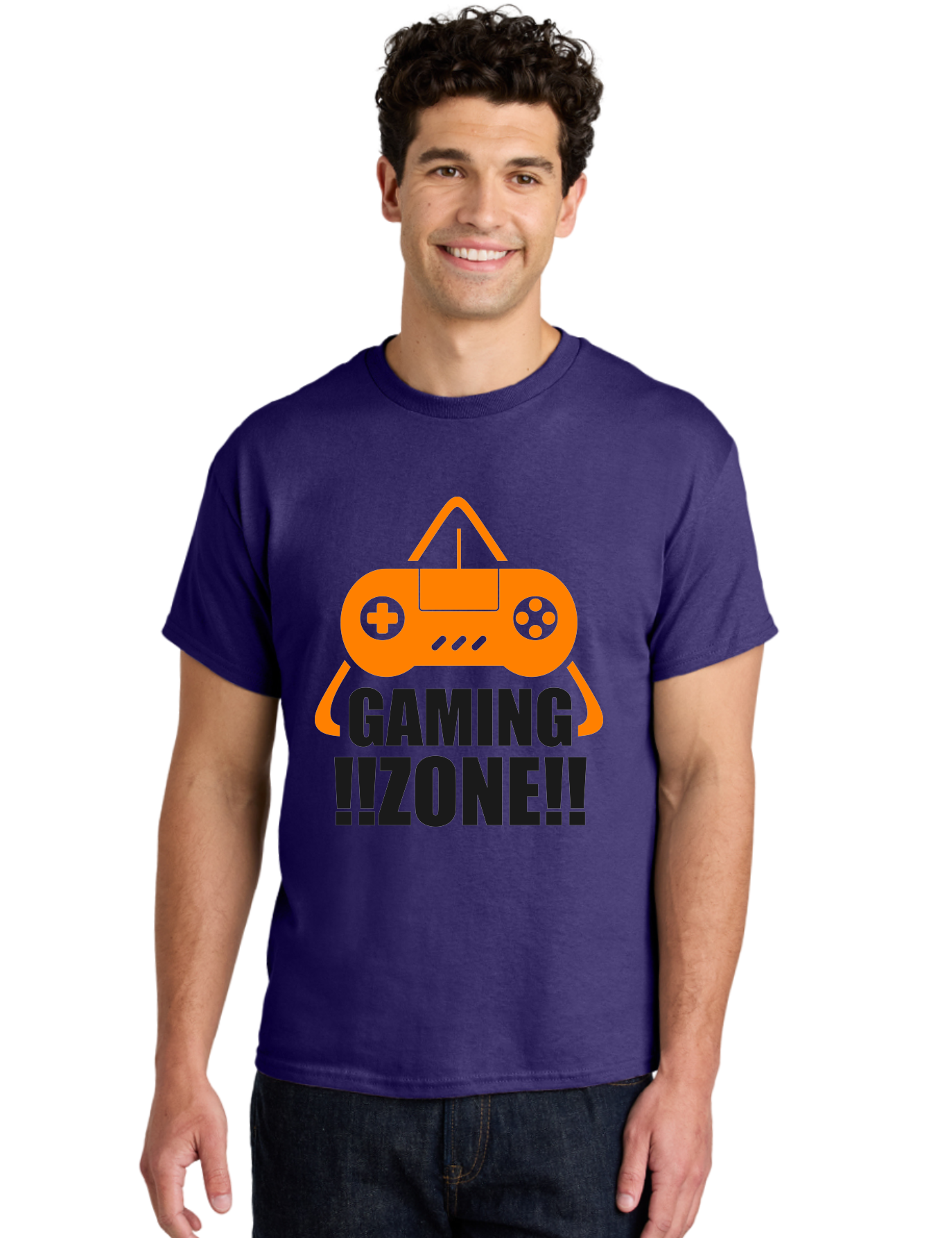 Gaming-Zone Men'S Graphic Tee, 100% Cotton, Comfortable Casual Summer Wear, Machine Washable, Gaming Controller, Orange Graphics, Gaming Zone, Video Games, Gaming Community, Online Gaming, Gaming Culture, Gamer Lifestyle - Aaa641 6