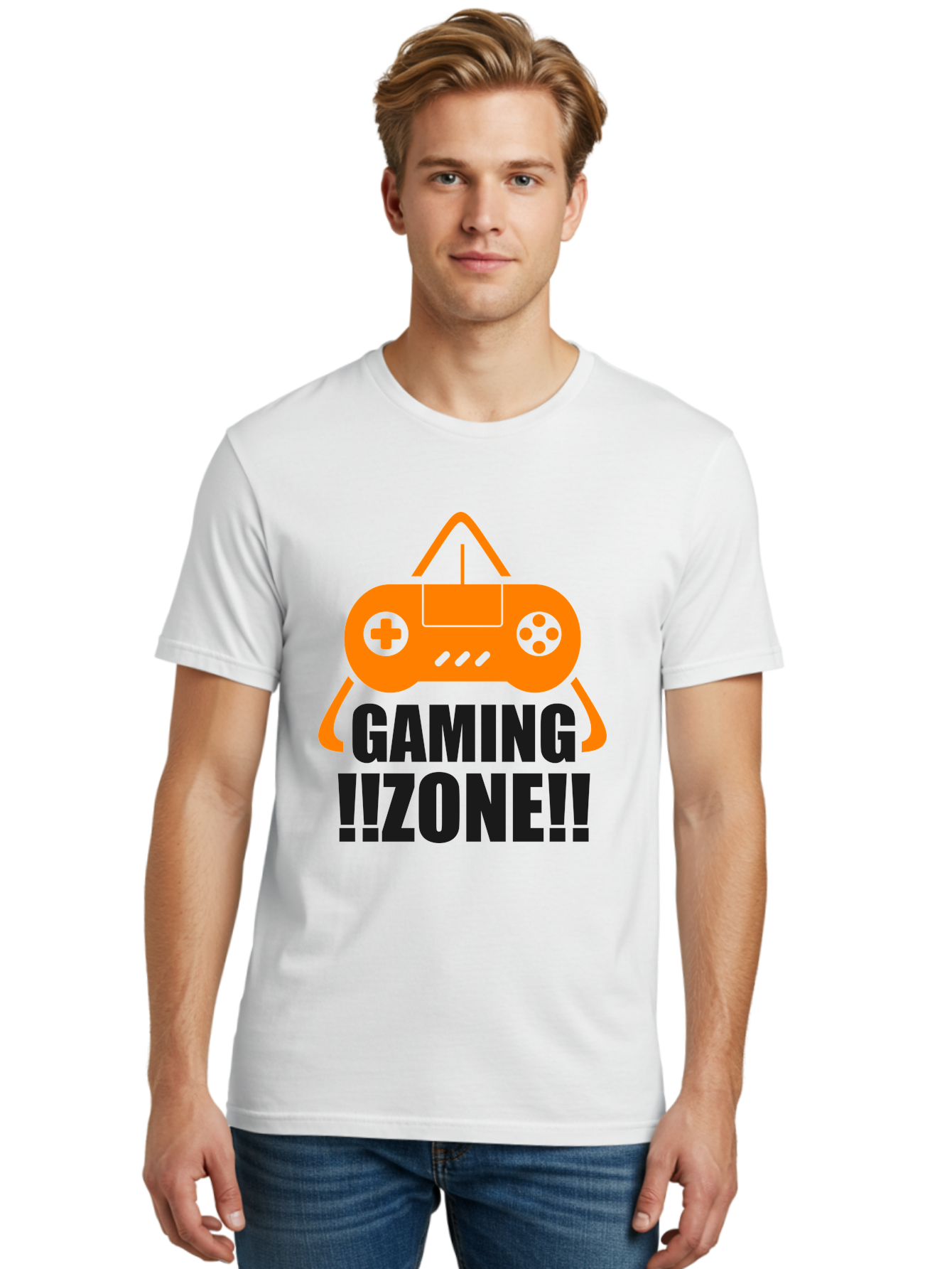 Gaming-Zone Men'S Graphic Tee, 100% Cotton, Comfortable Casual Summer Wear, Machine Washable, Gaming Controller, Orange Graphics, Gaming Zone, Video Games, Gaming Community, Online Gaming, Gaming Culture, Gamer Lifestyle - Aaa641 10