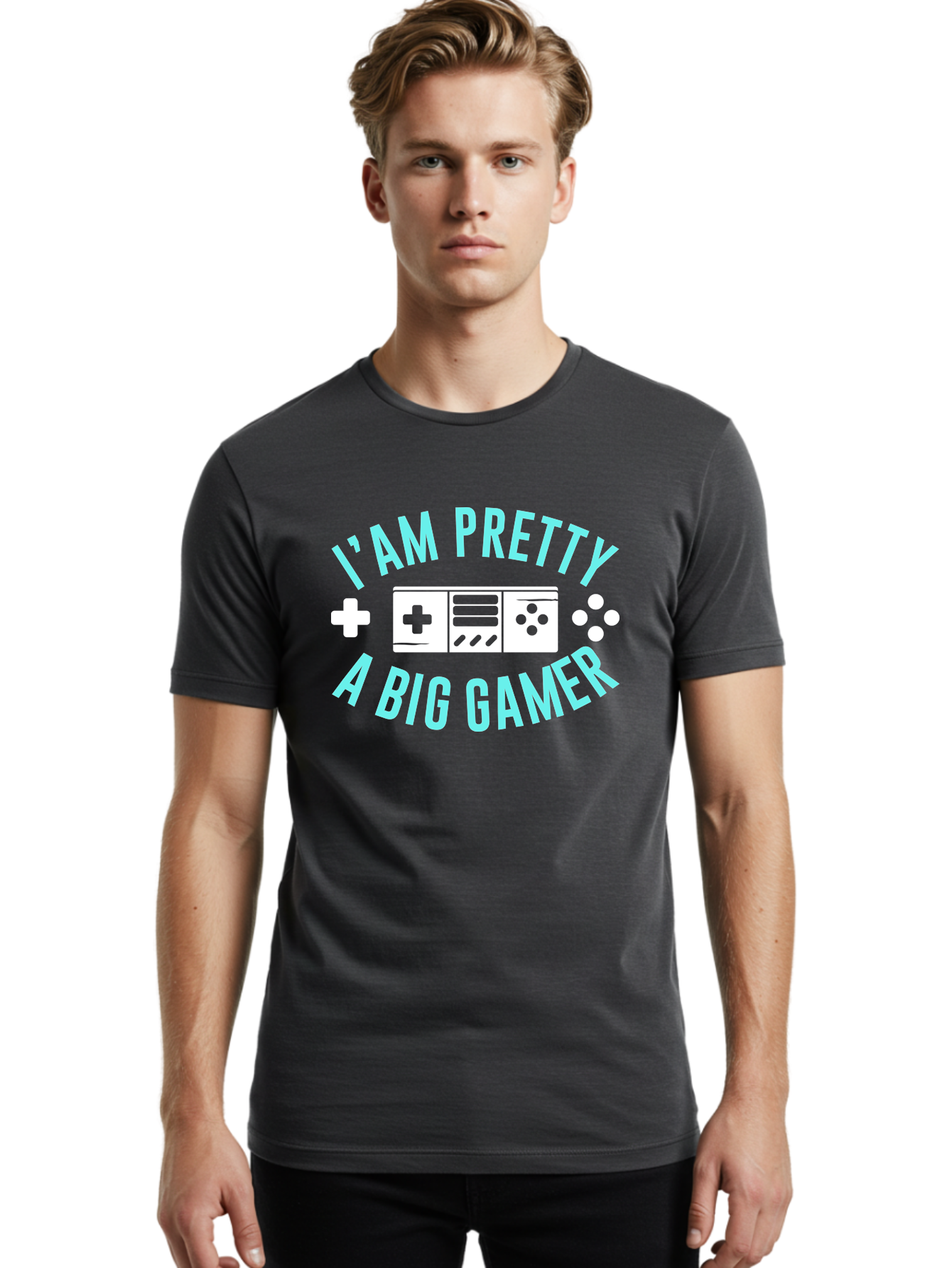 I-Am-Pretty-A-Big-Gamer Men'S Graphic Tee, 100% Cotton, Comfortable Casual Summer Wear, Machine Washable, Gaming Graphic, Gamer Quote, Game Console Icon, I Am Pretty Big Gamer, Positive Affirmation, Gaming Culture, Fun Design, - Aaa642 30