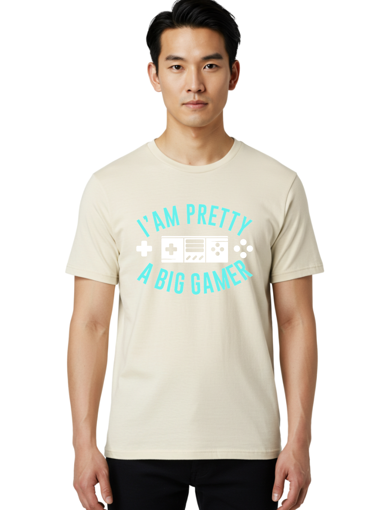 I-Am-Pretty-A-Big-Gamer Men'S Graphic Tee, 100% Cotton, Comfortable Casual Summer Wear, Machine Washable, Gaming Graphic, Gamer Quote, Game Console Icon, I Am Pretty Big Gamer, Positive Affirmation, Gaming Culture, Fun Design, - Aaa642 24