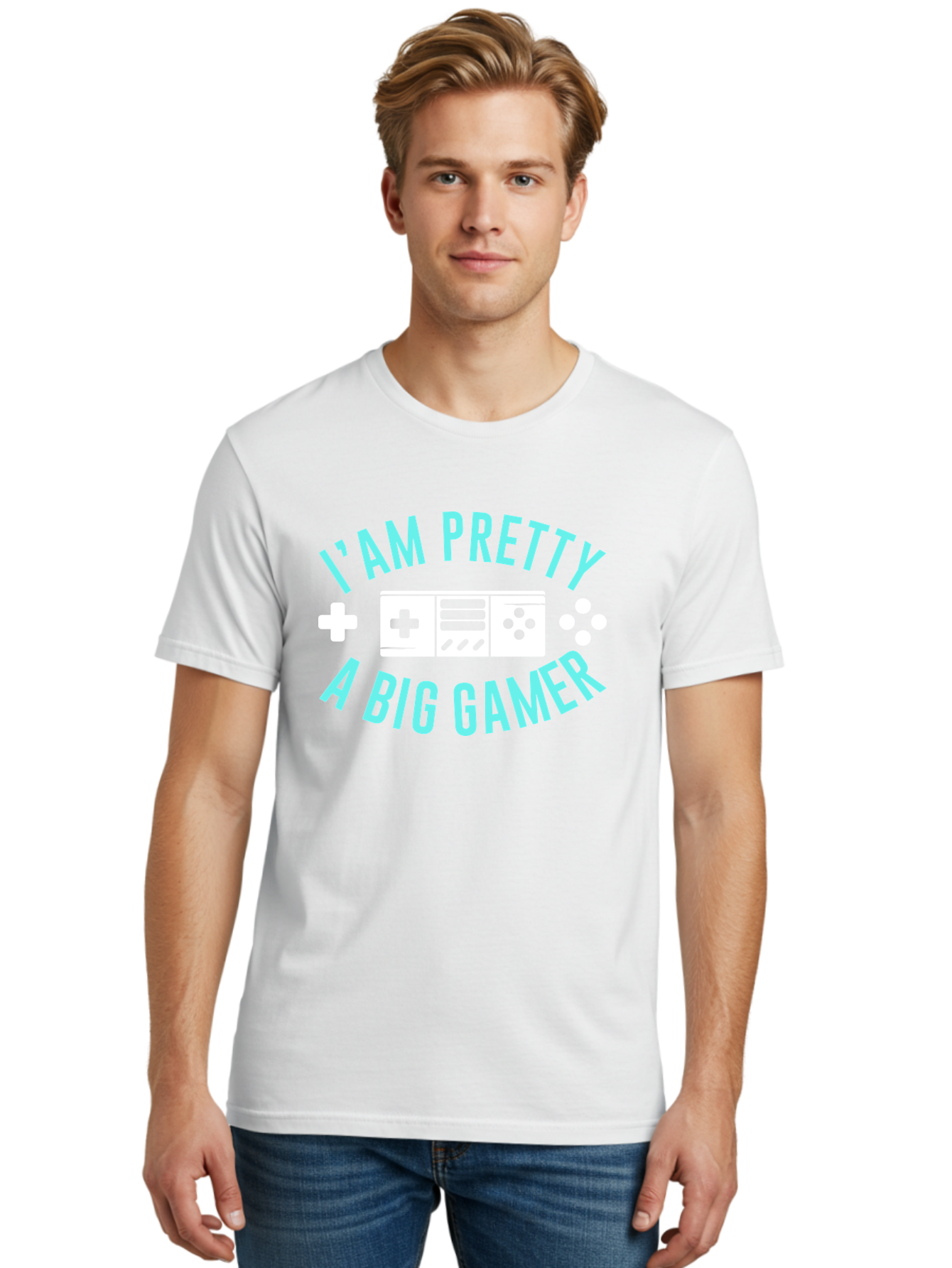 I-Am-Pretty-A-Big-Gamer Men'S Graphic Tee, 100% Cotton, Comfortable Casual Summer Wear, Machine Washable, Gaming Graphic, Gamer Quote, Game Console Icon, I Am Pretty Big Gamer, Positive Affirmation, Gaming Culture, Fun Design, - Aaa642 28