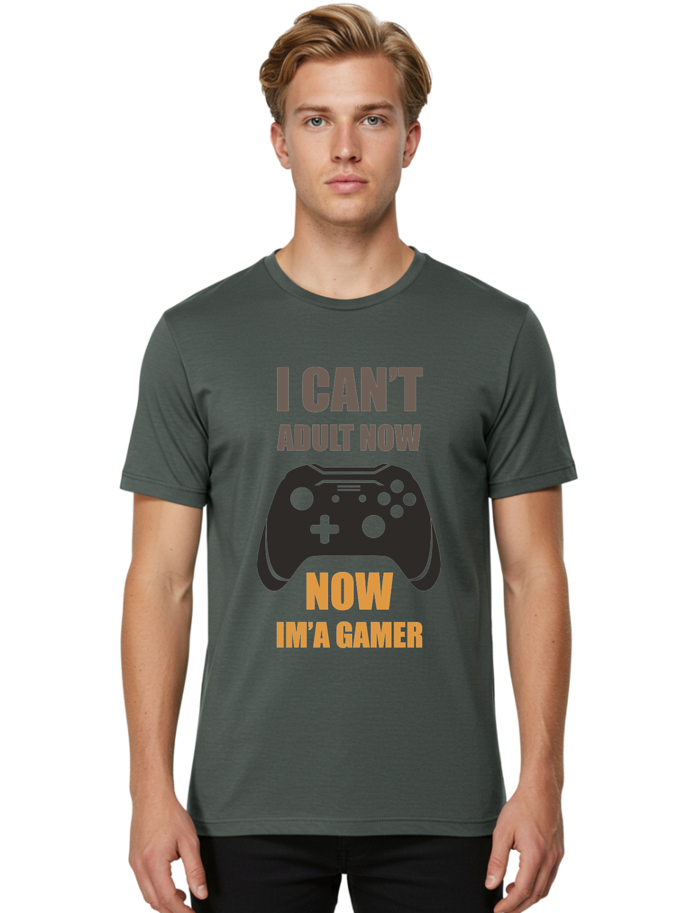 I-Can-T-Adult-Now Men'S Graphic Tee, 100% Cotton, Comfortable Casual Summer Wear, Machine Washable, Gaming Humor, Gamer Life, Video Game Controller, Can'T Adult, Gaming Culture, Fun Quote, Gaming Quote, Playful Graphics, Gaming Phrases - Aaa644 4