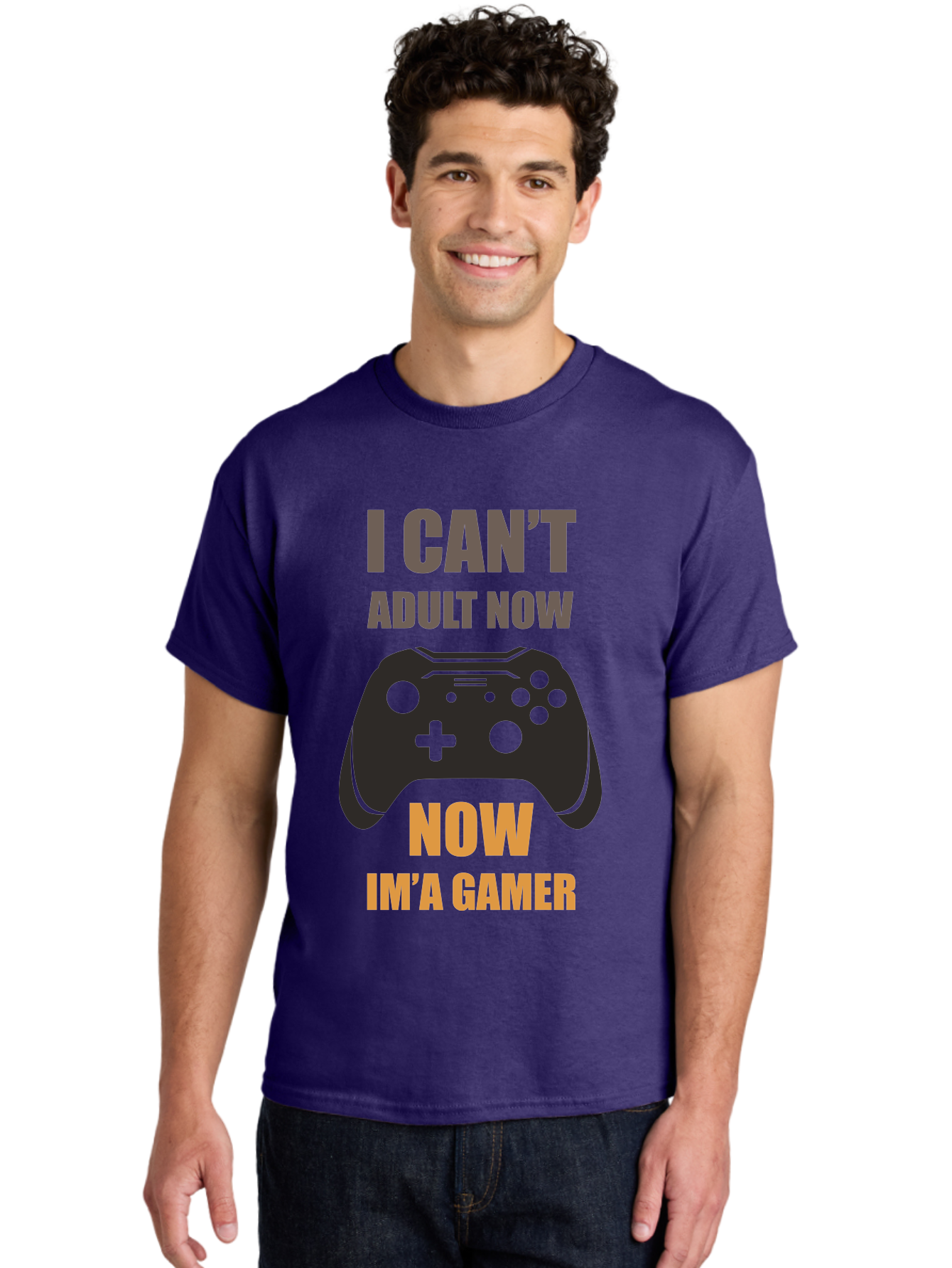 I-Can-T-Adult-Now Men'S Graphic Tee, 100% Cotton, Comfortable Casual Summer Wear, Machine Washable, Gaming Humor, Gamer Life, Video Game Controller, Can'T Adult, Gaming Culture, Fun Quote, Gaming Quote, Playful Graphics, Gaming Phrases - Aaa644 22