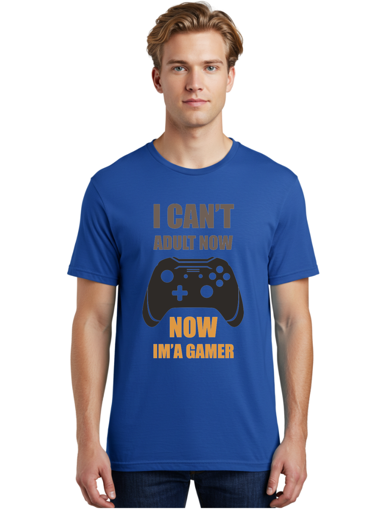 I-Can-T-Adult-Now Men'S Graphic Tee, 100% Cotton, Comfortable Casual Summer Wear, Machine Washable, Gaming Humor, Gamer Life, Video Game Controller, Can'T Adult, Gaming Culture, Fun Quote, Gaming Quote, Playful Graphics, Gaming Phrases - Aaa644 26