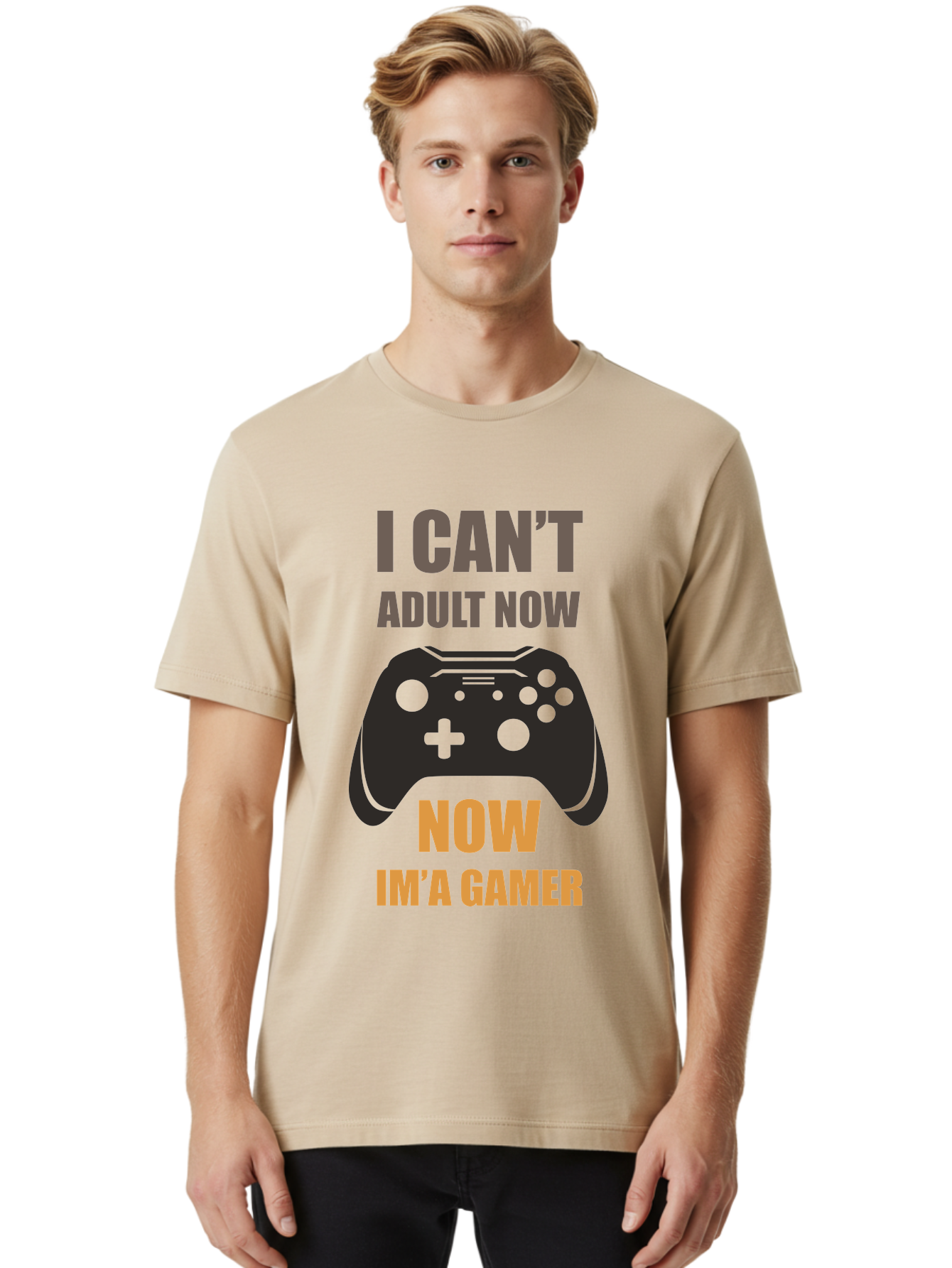 I-Can-T-Adult-Now Men'S Graphic Tee, 100% Cotton, Comfortable Casual Summer Wear, Machine Washable, Gaming Humor, Gamer Life, Video Game Controller, Can'T Adult, Gaming Culture, Fun Quote, Gaming Quote, Playful Graphics, Gaming Phrases - Aaa644 10