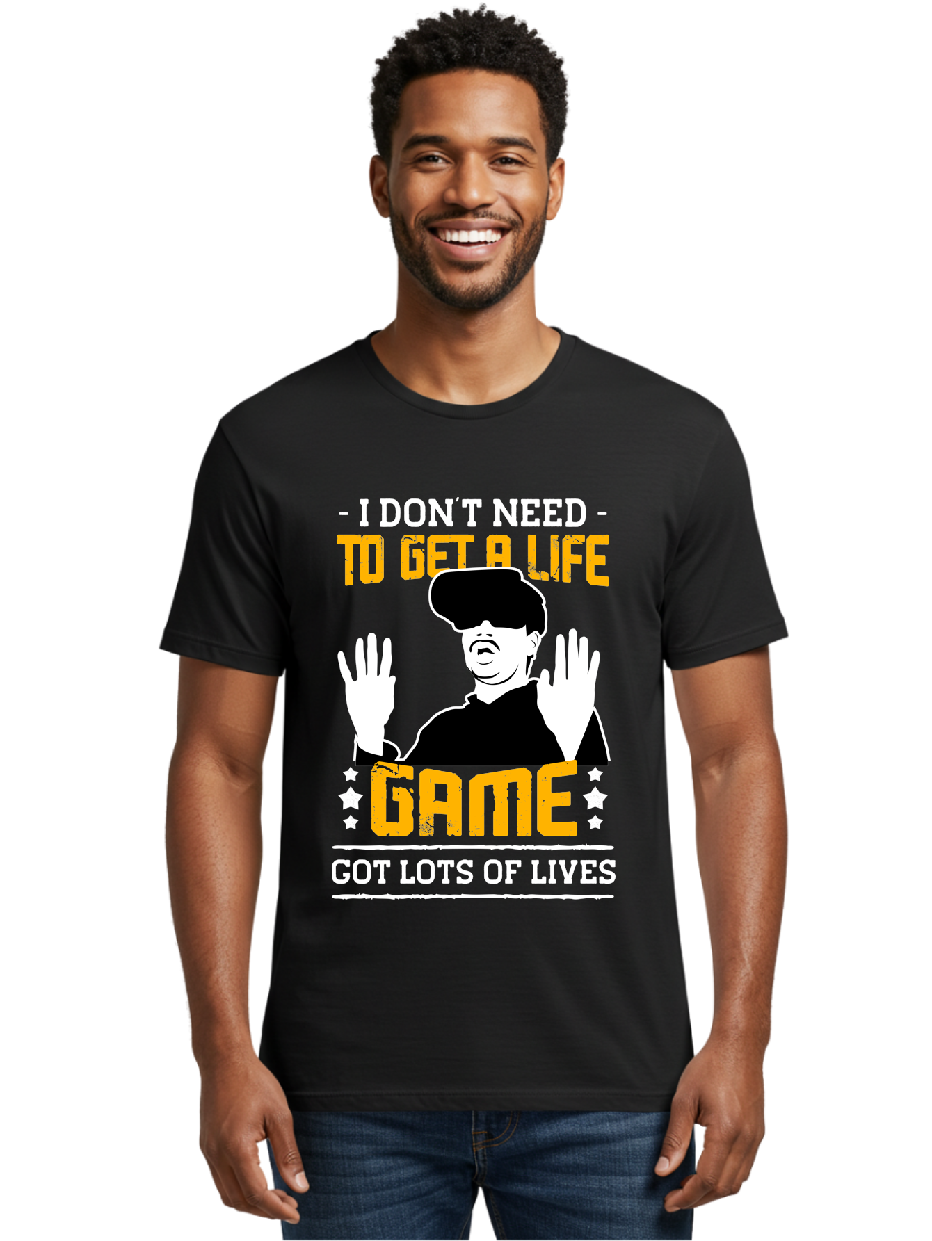 I-Don-T-Need-To-Get-A-Life-Game Men'S Graphic Tee, 100% Cotton, Comfortable Casual Summer Wear, Machine Washable, Gaming Humor, Video Game Quote, Gamer Lifestyle, Multiple Lives, Playful Graphics, Gaming Culture, Retro Gaming Style - Aaa645 24