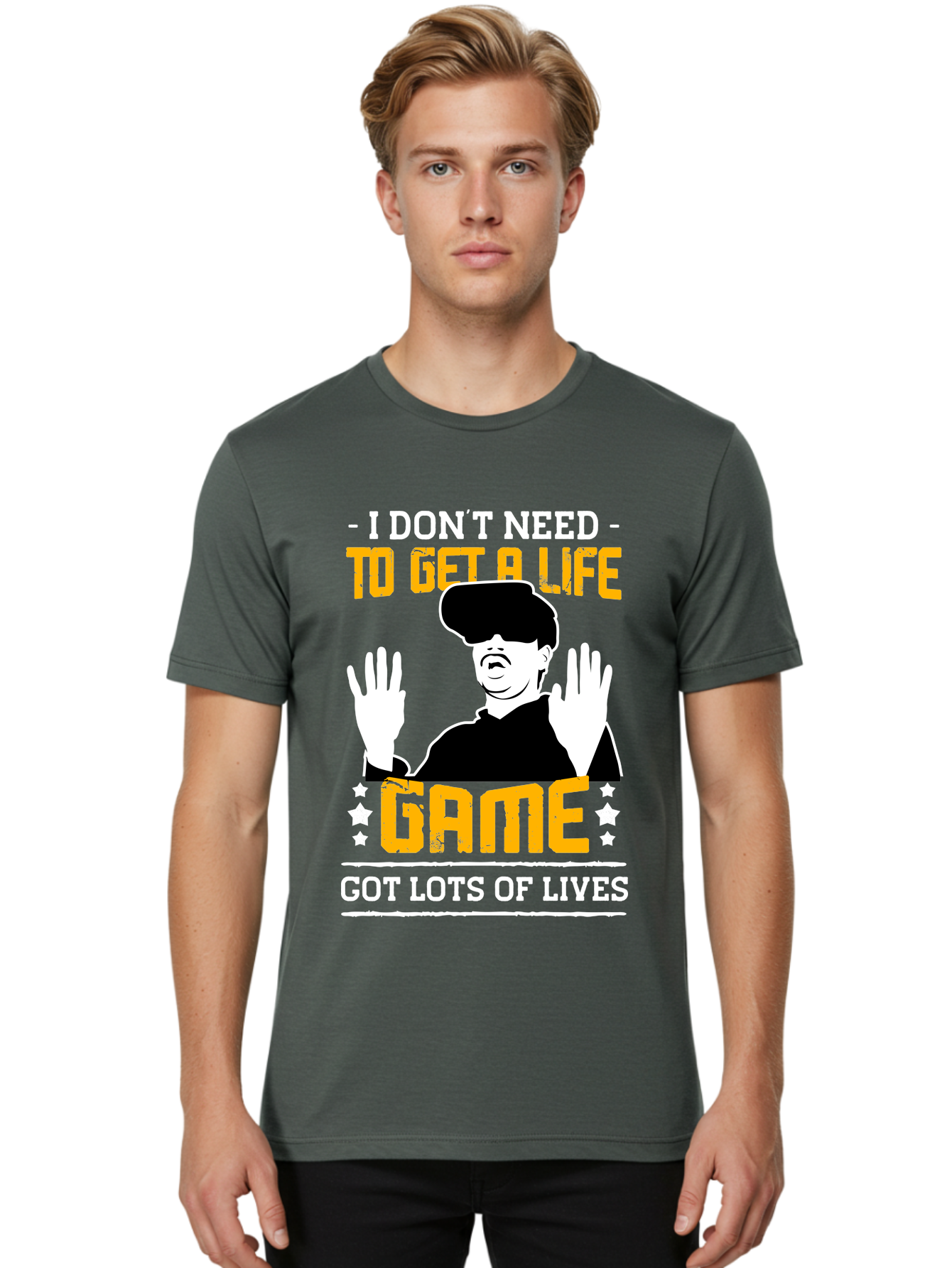 I-Don-T-Need-To-Get-A-Life-Game Men'S Graphic Tee, 100% Cotton, Comfortable Casual Summer Wear, Machine Washable, Gaming Humor, Video Game Quote, Gamer Lifestyle, Multiple Lives, Playful Graphics, Gaming Culture, Retro Gaming Style - Aaa645 12