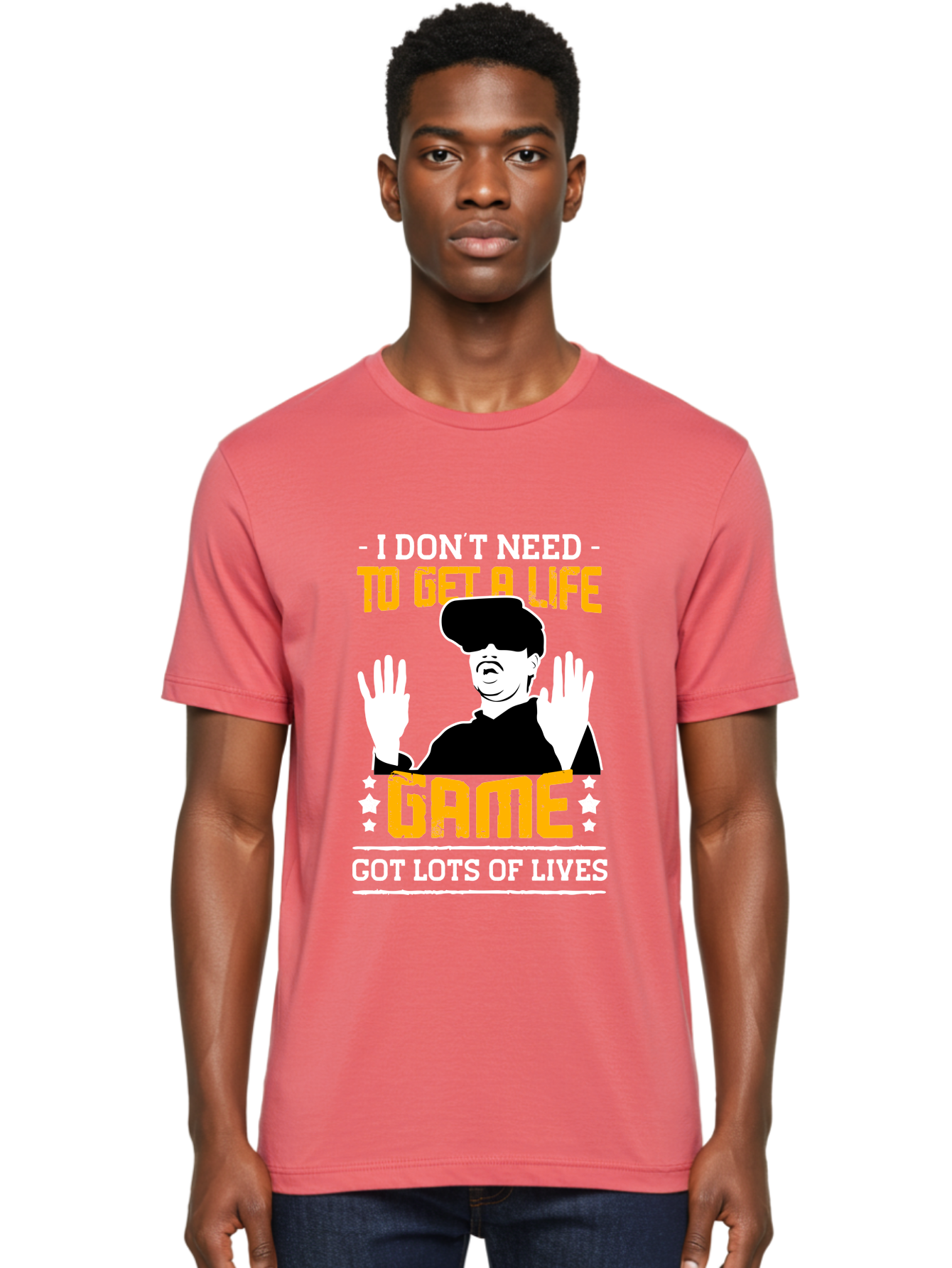 I-Don-T-Need-To-Get-A-Life-Game Men'S Graphic Tee, 100% Cotton, Comfortable Casual Summer Wear, Machine Washable, Gaming Humor, Video Game Quote, Gamer Lifestyle, Multiple Lives, Playful Graphics, Gaming Culture, Retro Gaming Style - Aaa645 6