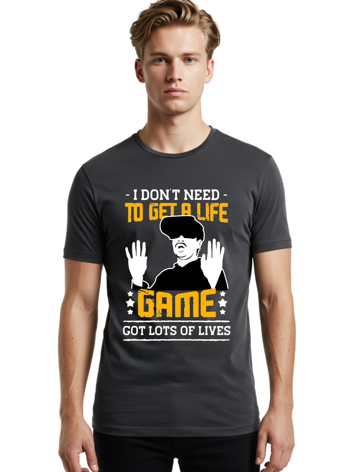 I-Don-T-Need-To-Get-A-Life-Game Men'S Graphic Tee, 100% Cotton, Comfortable Casual Summer Wear, Machine Washable, Gaming Humor, Video Game Quote, Gamer Lifestyle, Multiple Lives, Playful Graphics, Gaming Culture, Retro Gaming Style - Aaa645 14