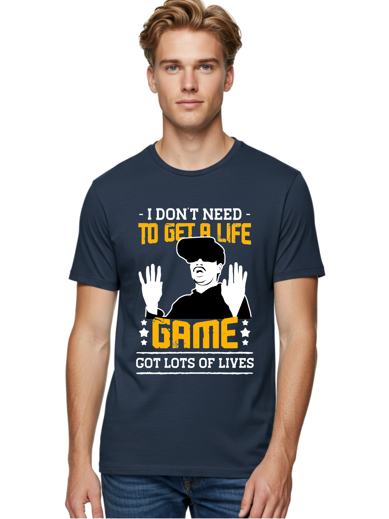 I-Don-T-Need-To-Get-A-Life-Game Men'S Graphic Tee, 100% Cotton, Comfortable Casual Summer Wear, Machine Washable, Gaming Humor, Video Game Quote, Gamer Lifestyle, Multiple Lives, Playful Graphics, Gaming Culture, Retro Gaming Style - Aaa645 26