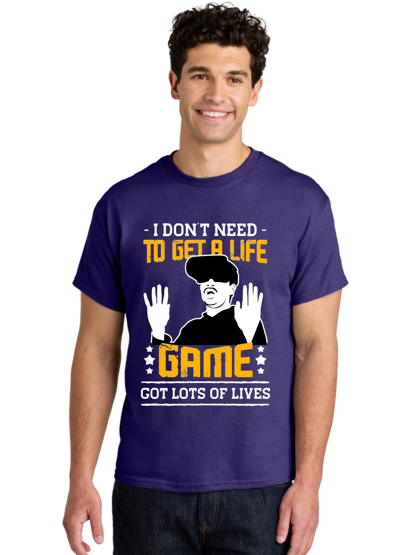 I-Don-T-Need-To-Get-A-Life-Game Men'S Graphic Tee, 100% Cotton, Comfortable Casual Summer Wear, Machine Washable, Gaming Humor, Video Game Quote, Gamer Lifestyle, Multiple Lives, Playful Graphics, Gaming Culture, Retro Gaming Style - Aaa645 4