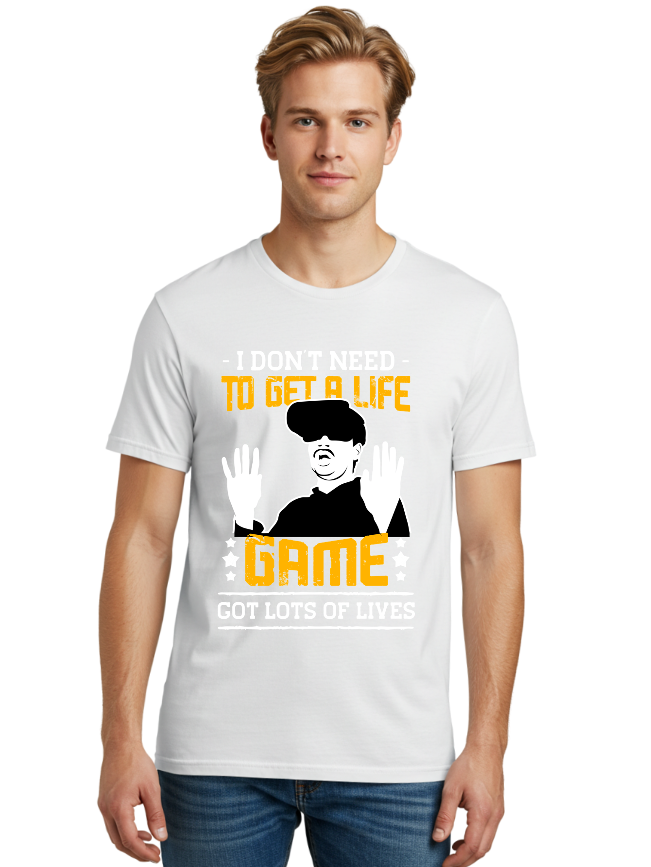 I-Don-T-Need-To-Get-A-Life-Game Men'S Graphic Tee, 100% Cotton, Comfortable Casual Summer Wear, Machine Washable, Gaming Humor, Video Game Quote, Gamer Lifestyle, Multiple Lives, Playful Graphics, Gaming Culture, Retro Gaming Style - Aaa645 10