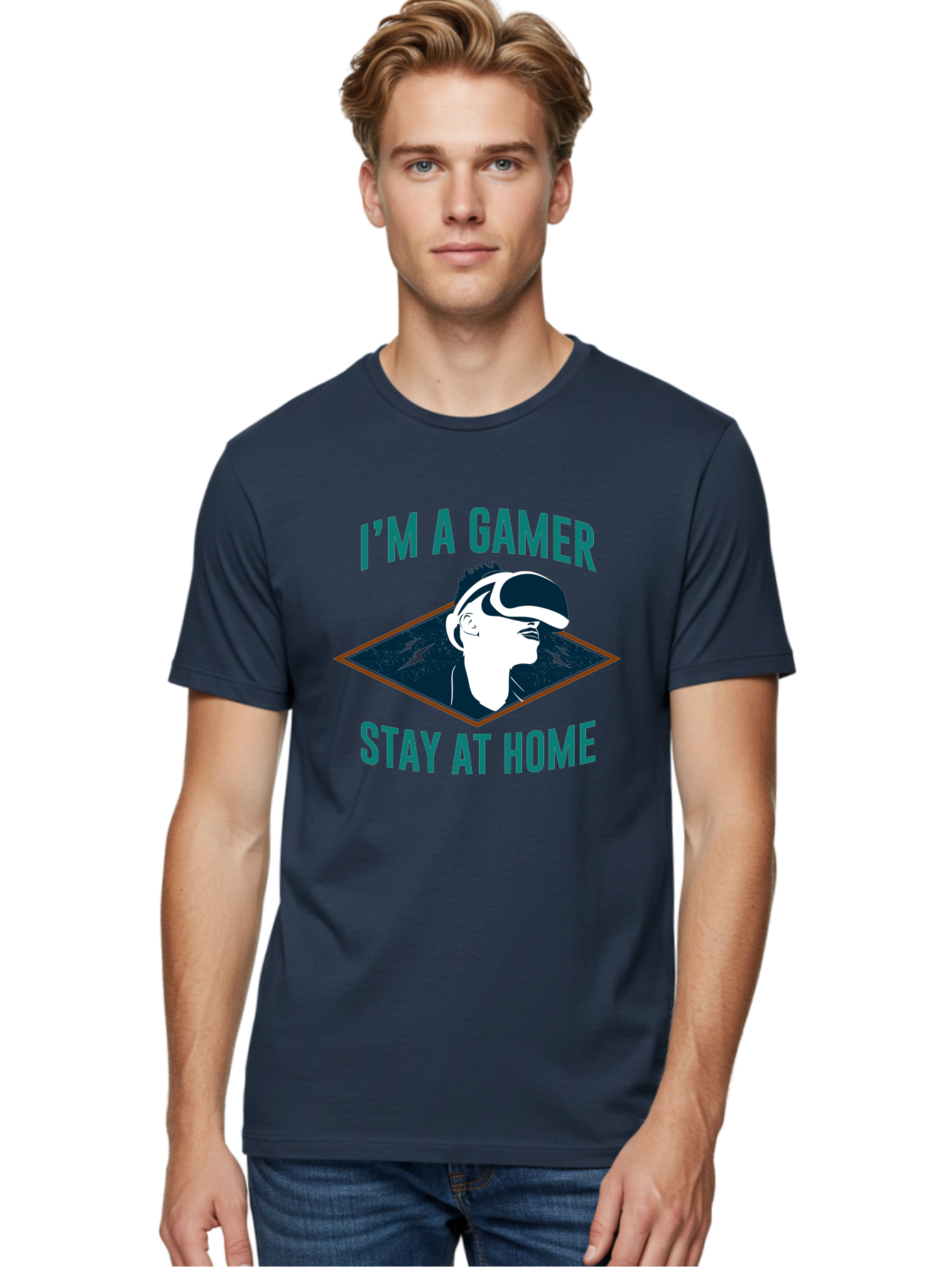 I-M-A-Gamer-Stay-At-Home Men'S Graphic Tee, 100% Cotton, Comfortable Casual Summer Wear, Machine Washable, Gamer, Vr Headset, Stay At Home, Gaming Culture, Online Gaming, Virtual Reality Experience, Gaming Lifestyle, Tech Enthusiast - Aaa646 28