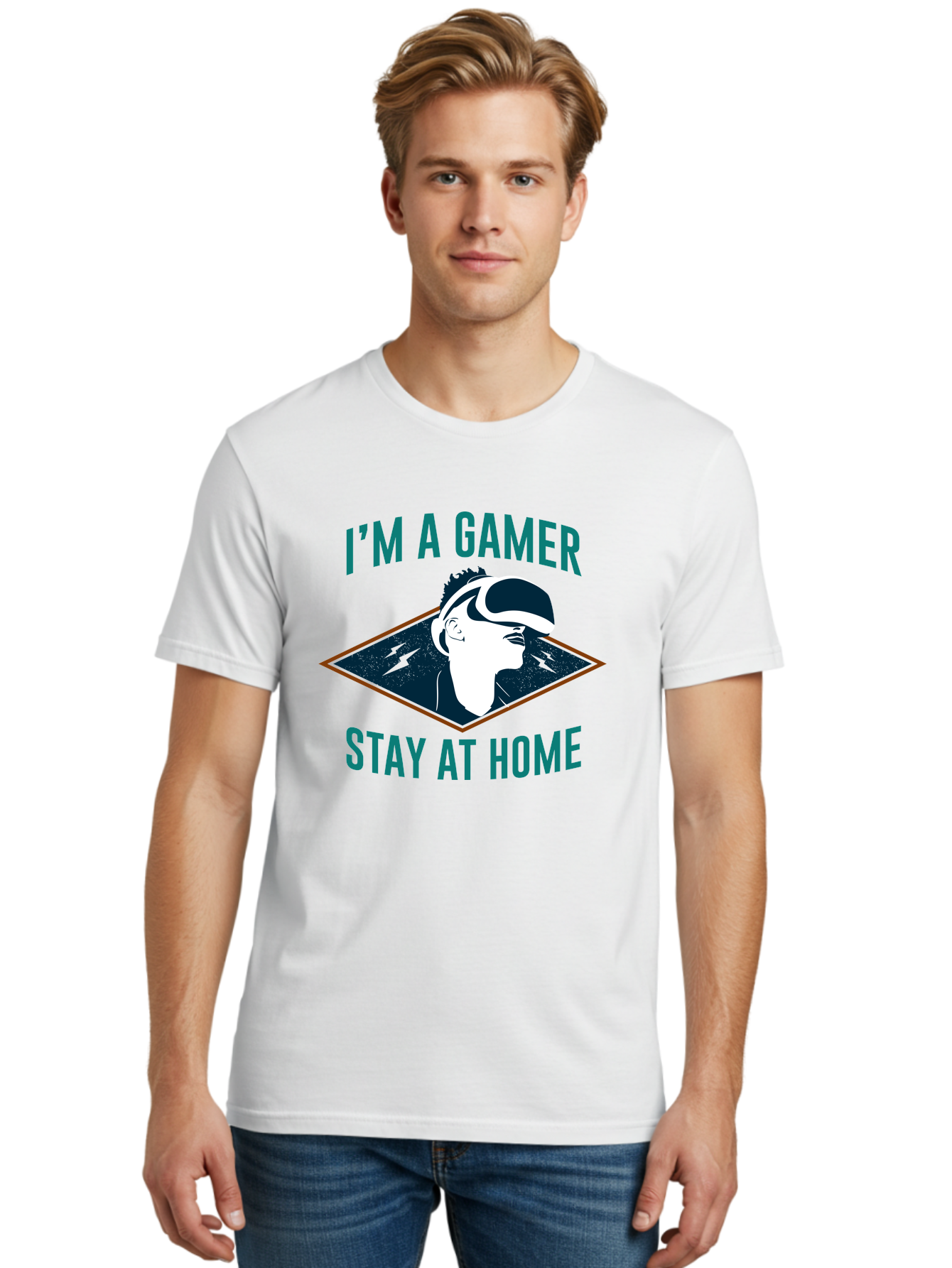 I-M-A-Gamer-Stay-At-Home Men'S Graphic Tee, 100% Cotton, Comfortable Casual Summer Wear, Machine Washable, Gamer, Vr Headset, Stay At Home, Gaming Culture, Online Gaming, Virtual Reality Experience, Gaming Lifestyle, Tech Enthusiast - Aaa646 24