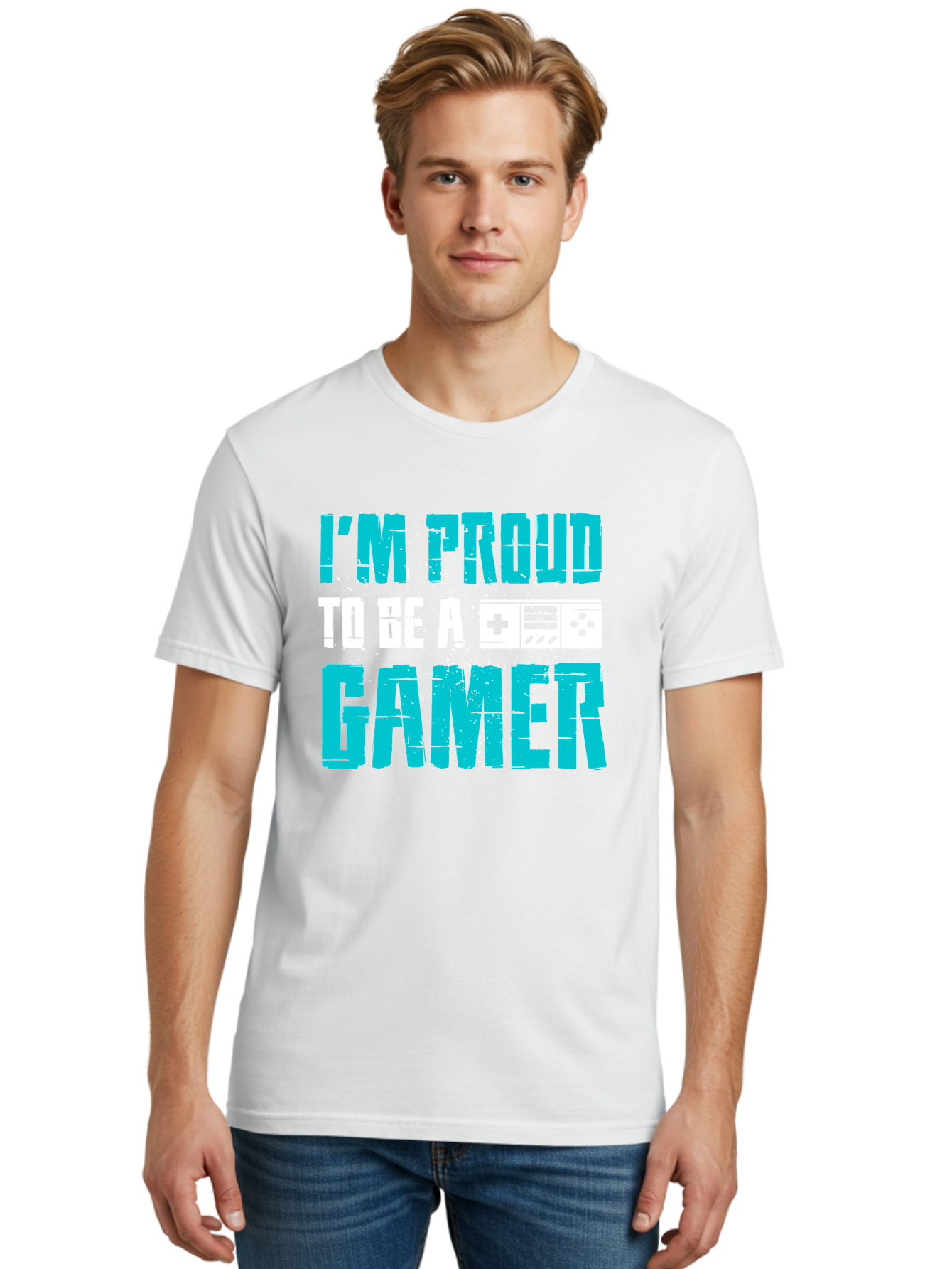 I-M-Proud-To-Be-A-Gamer Men'S Graphic Tee, 100% Cotton, Comfortable Casual Summer Wear, Machine Washable, Gaming Culture, Gamer Pride, Video Games, Gaming Community, Gamer Identity, Positive Affirmation, Game On - Aaa647 12