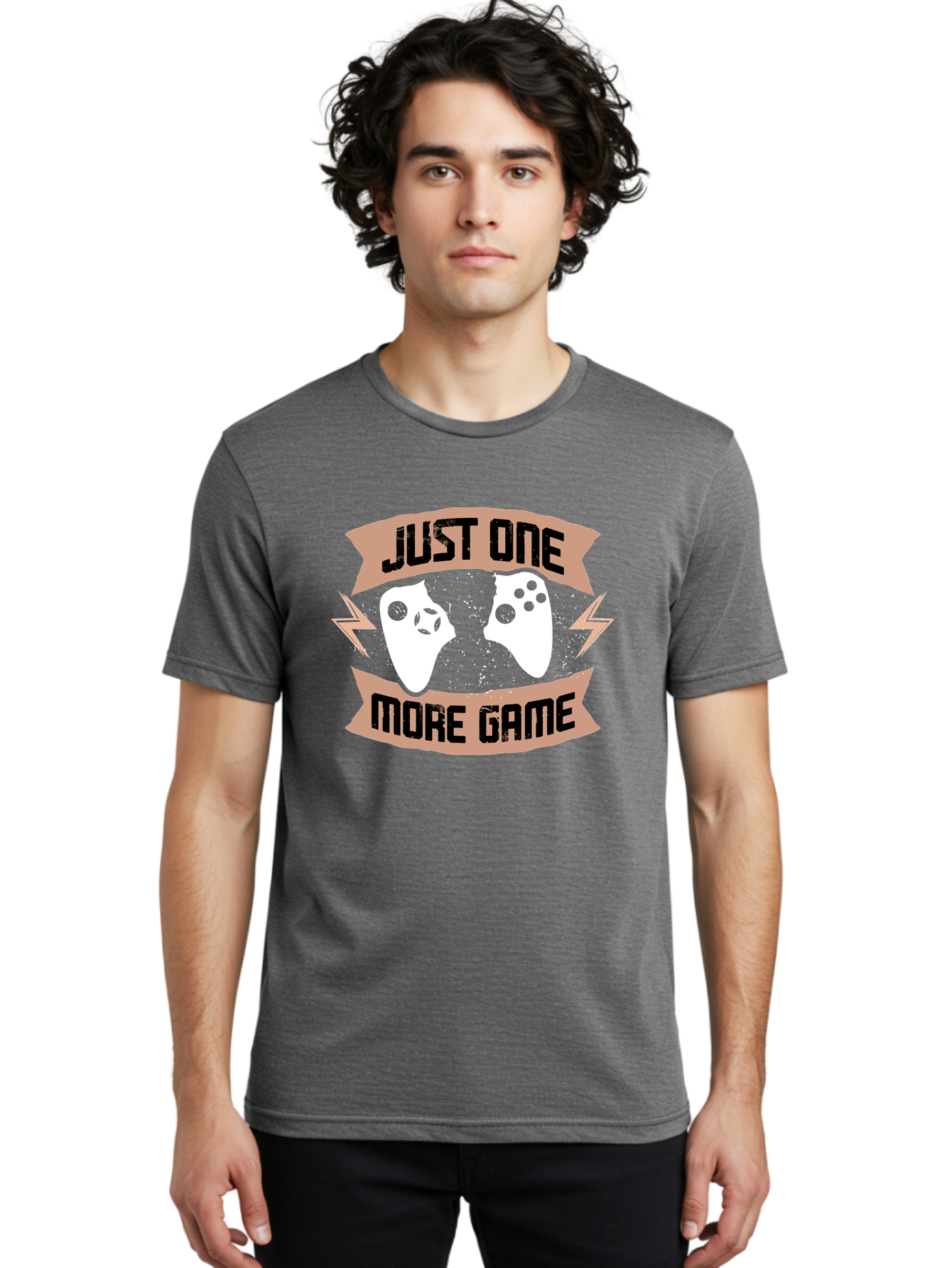 Just-One-More-Game Men'S Graphic Tee, 100% Cotton, Comfortable Casual Summer Wear, Machine Washable, Gaming Controllers, Video Game, Gaming Culture, Just One More Game, Playful Design, Gaming Quote, Retro Gaming - Aaa649 24