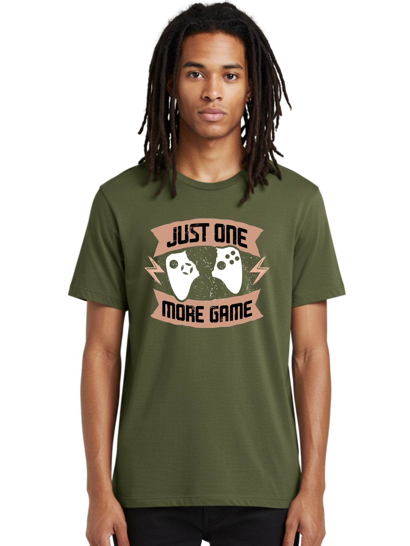 Just-One-More-Game Men'S Graphic Tee, 100% Cotton, Comfortable Casual Summer Wear, Machine Washable, Gaming Controllers, Video Game, Gaming Culture, Just One More Game, Playful Design, Gaming Quote, Retro Gaming - Aaa649 16