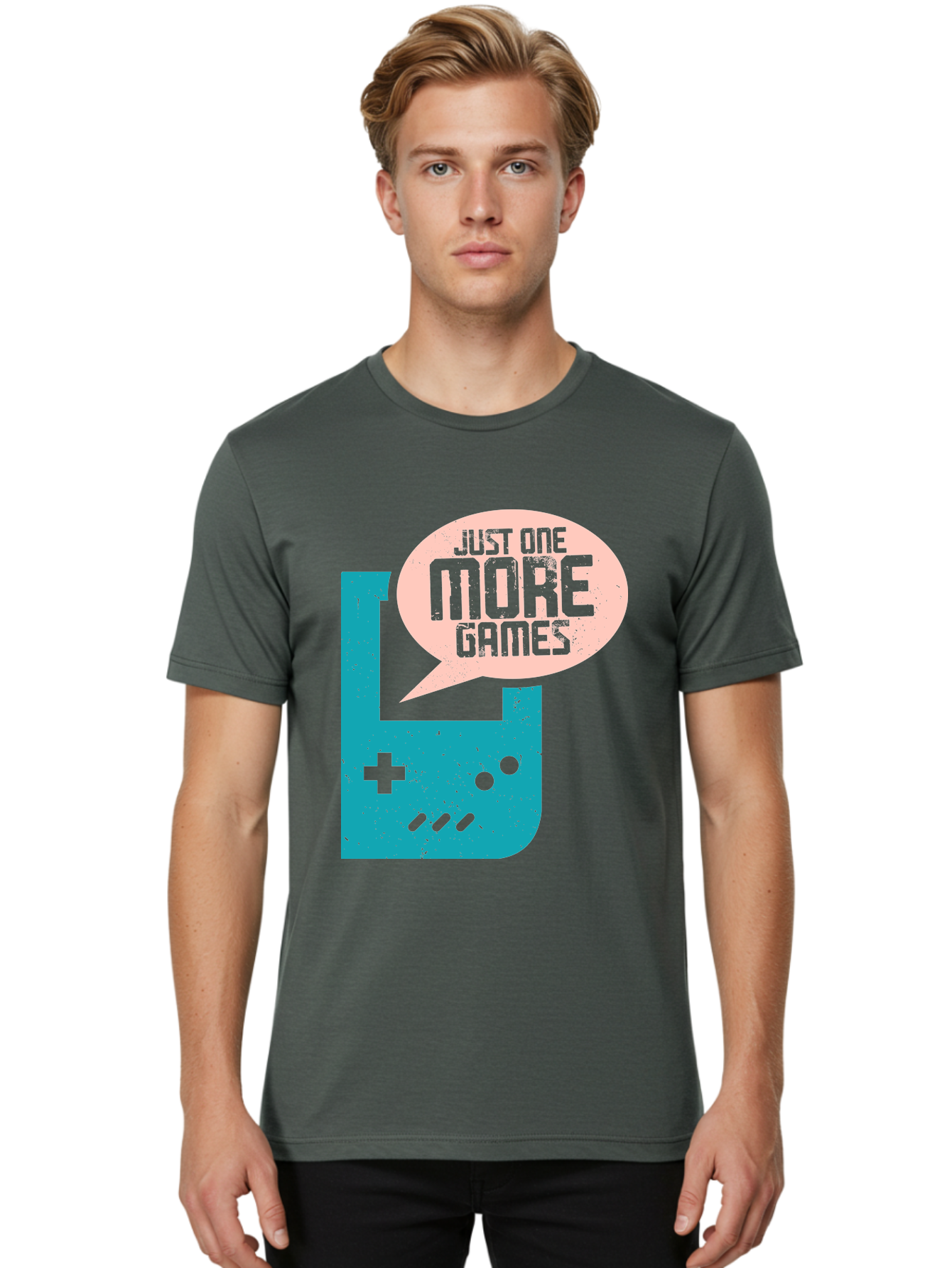 Just-One-More-Games Men'S Graphic Tee, 100% Cotton, Comfortable Casual Summer Wear, Machine Washable, Retro Gaming, Video Game Controller, Nostalgic Design, Just One More Games, Gaming Culture, Pixel Art, Retro Aesthetic, Gamer Quote, - Aaa650 16