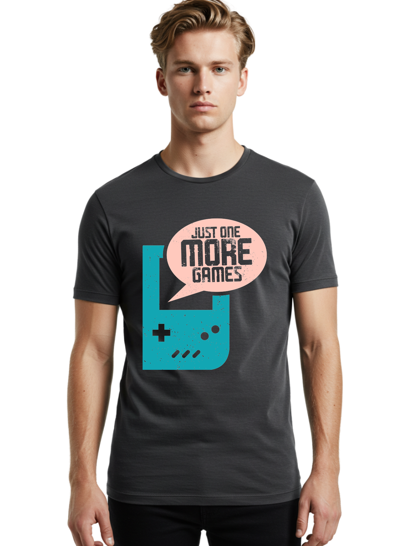 Just-One-More-Games Men'S Graphic Tee, 100% Cotton, Comfortable Casual Summer Wear, Machine Washable, Retro Gaming, Video Game Controller, Nostalgic Design, Just One More Games, Gaming Culture, Pixel Art, Retro Aesthetic, Gamer Quote, - Aaa650 26