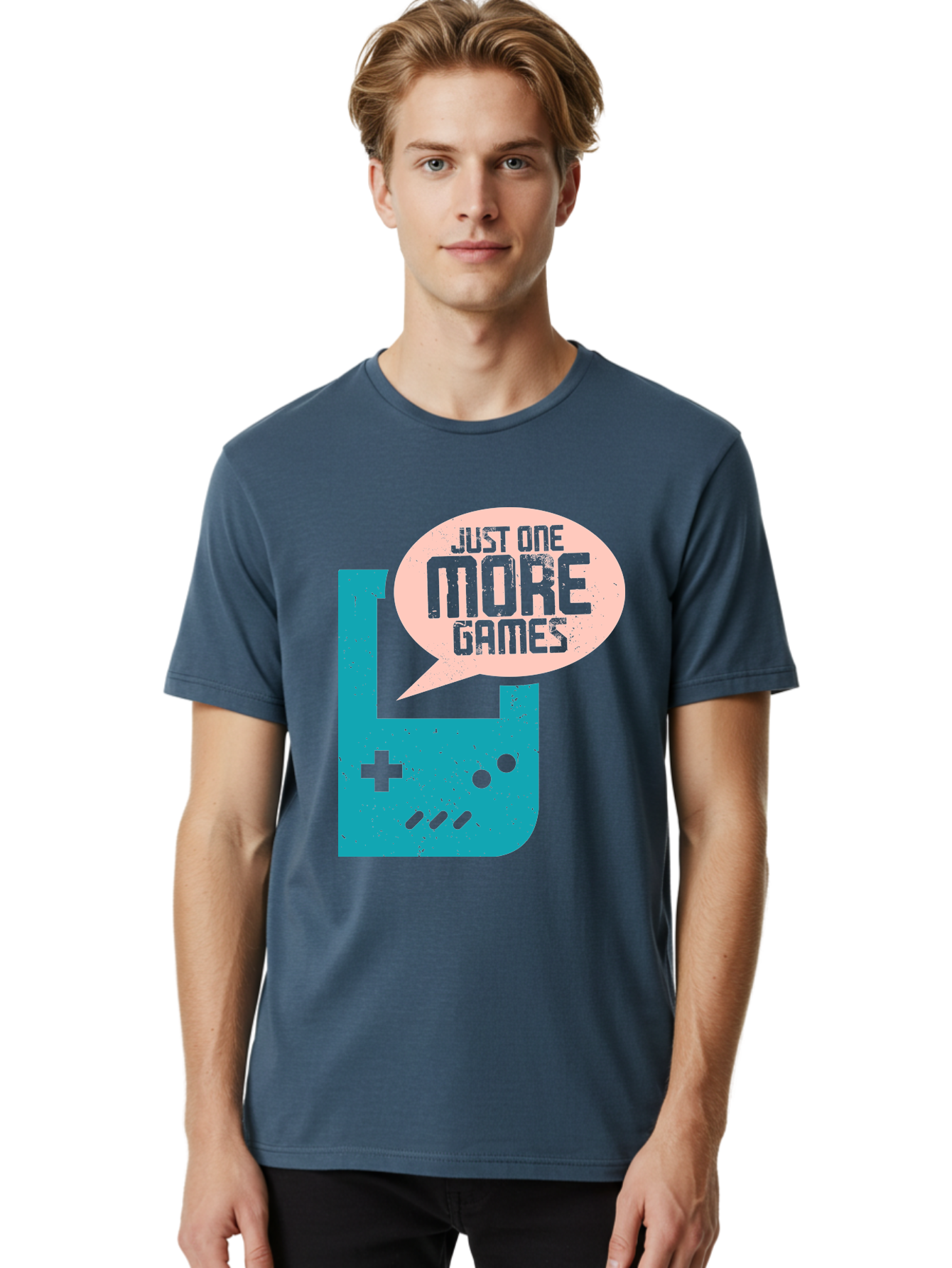 Just-One-More-Games Men'S Graphic Tee, 100% Cotton, Comfortable Casual Summer Wear, Machine Washable, Retro Gaming, Video Game Controller, Nostalgic Design, Just One More Games, Gaming Culture, Pixel Art, Retro Aesthetic, Gamer Quote, - Aaa650 24