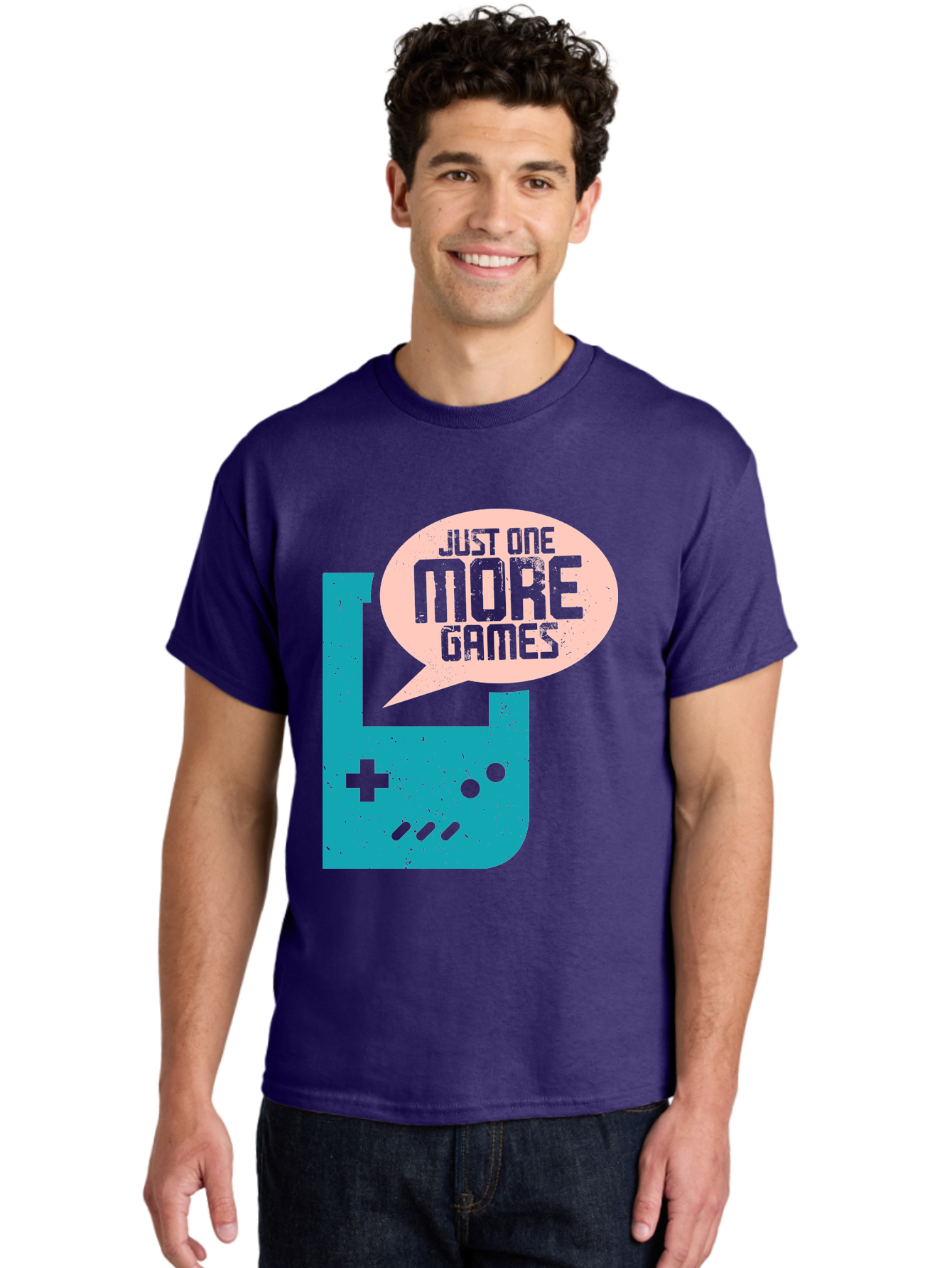 Just-One-More-Games Men'S Graphic Tee, 100% Cotton, Comfortable Casual Summer Wear, Machine Washable, Retro Gaming, Video Game Controller, Nostalgic Design, Just One More Games, Gaming Culture, Pixel Art, Retro Aesthetic, Gamer Quote, - Aaa650 2