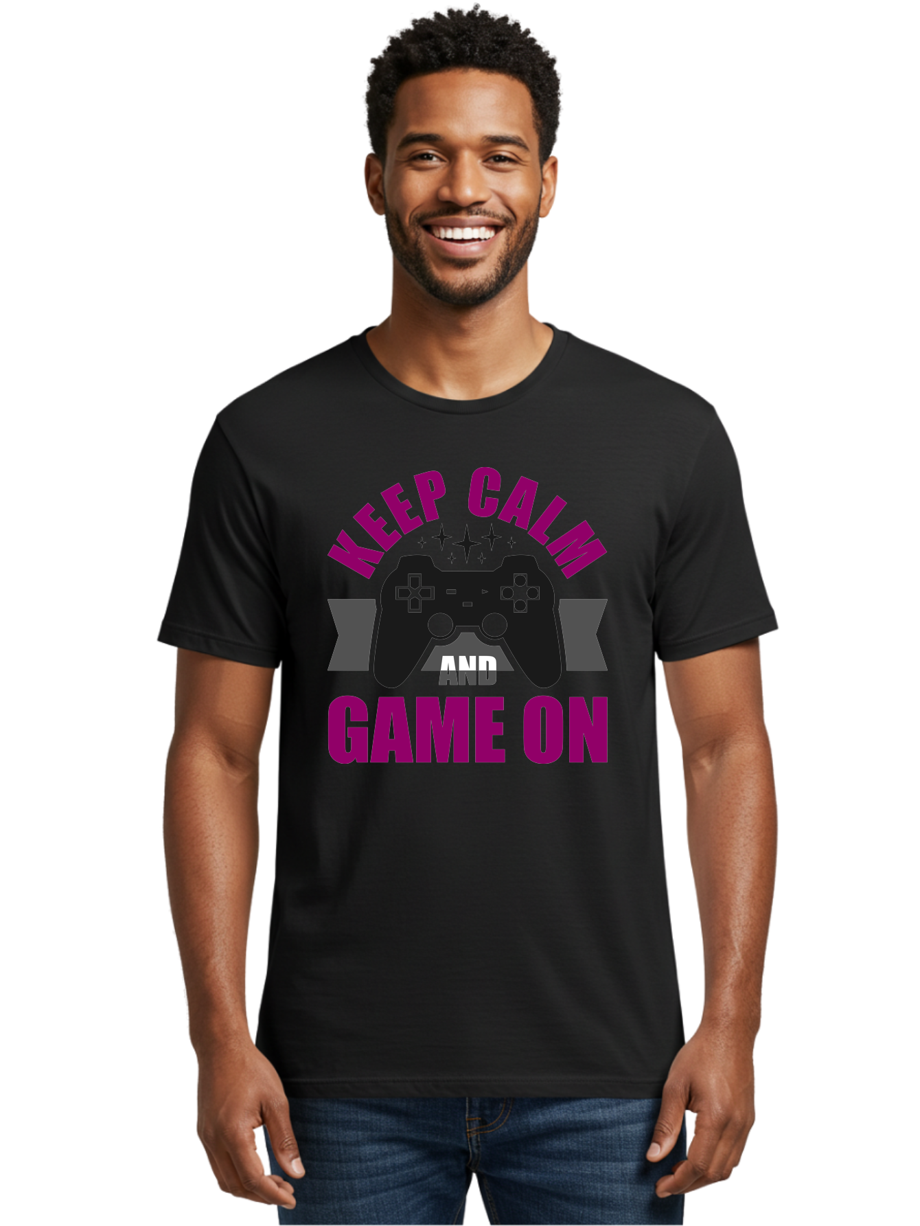 Keep-Calm-And-Game-On Men'S Graphic Tee, 100% Cotton, Comfortable Casual Summer Wear, Machine Washable, Gaming Inspiration, Motivational Quote, Video Game Controller, Keep Calm, Game On, Gaming Quote, Motivational Poster, - Aaa651 28