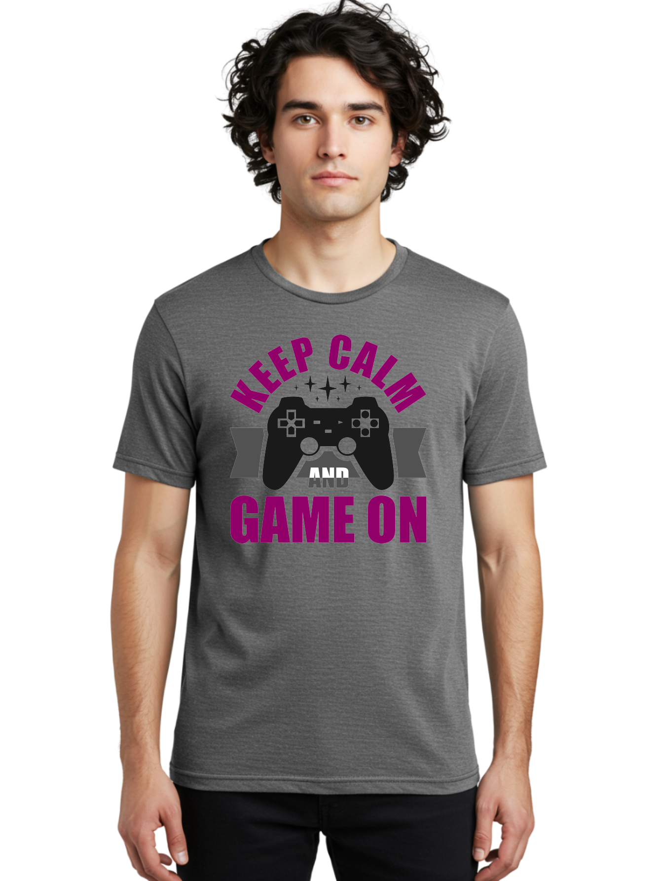 Keep-Calm-And-Game-On Men'S Graphic Tee, 100% Cotton, Comfortable Casual Summer Wear, Machine Washable, Gaming Inspiration, Motivational Quote, Video Game Controller, Keep Calm, Game On, Gaming Quote, Motivational Poster, - Aaa651 20