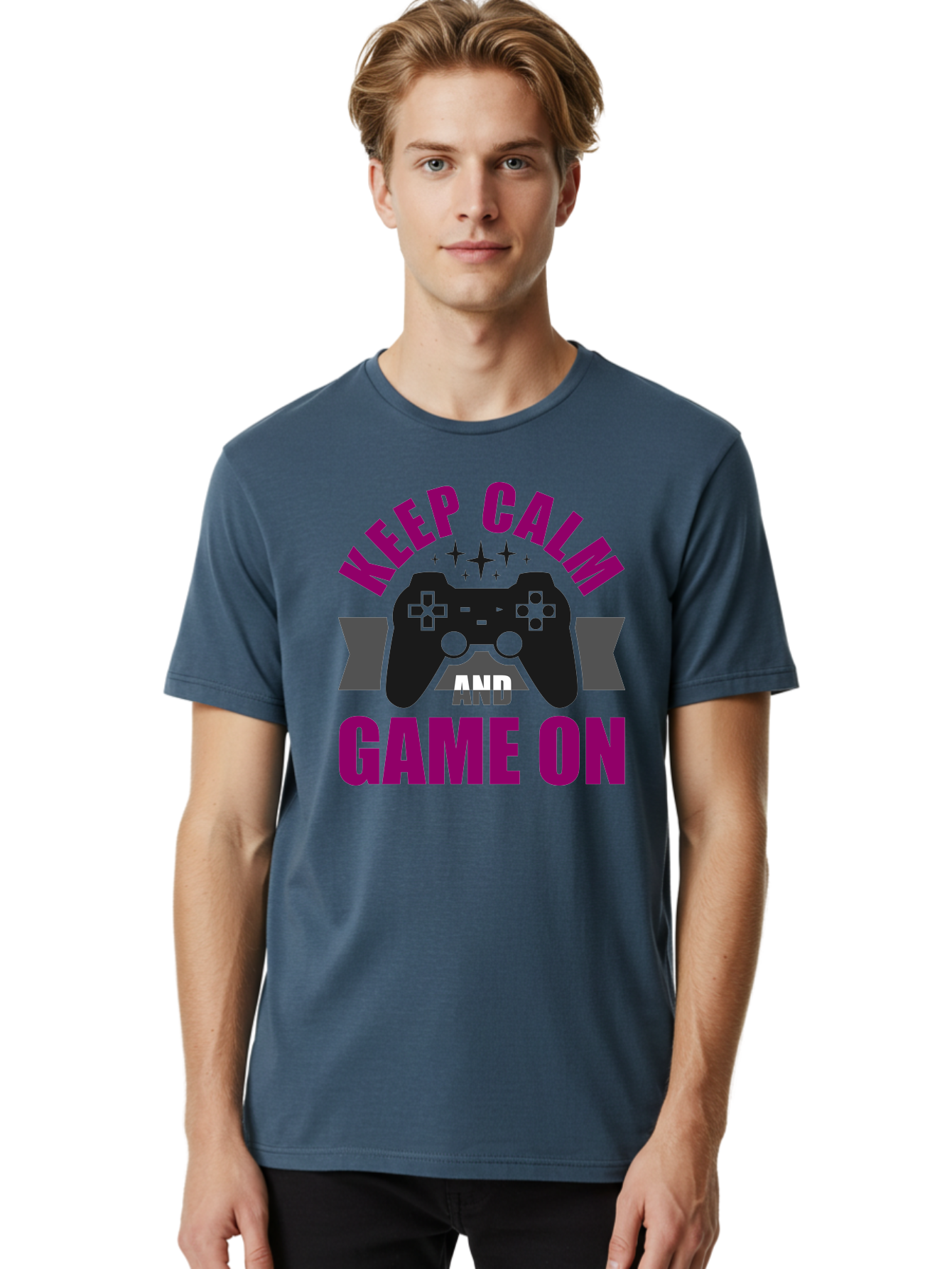 Keep-Calm-And-Game-On Men'S Graphic Tee, 100% Cotton, Comfortable Casual Summer Wear, Machine Washable, Gaming Inspiration, Motivational Quote, Video Game Controller, Keep Calm, Game On, Gaming Quote, Motivational Poster, - Aaa651 12
