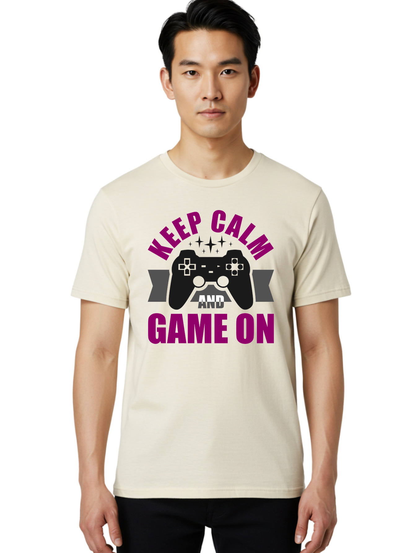 Keep-Calm-And-Game-On Men'S Graphic Tee, 100% Cotton, Comfortable Casual Summer Wear, Machine Washable, Gaming Inspiration, Motivational Quote, Video Game Controller, Keep Calm, Game On, Gaming Quote, Motivational Poster, - Aaa651 16