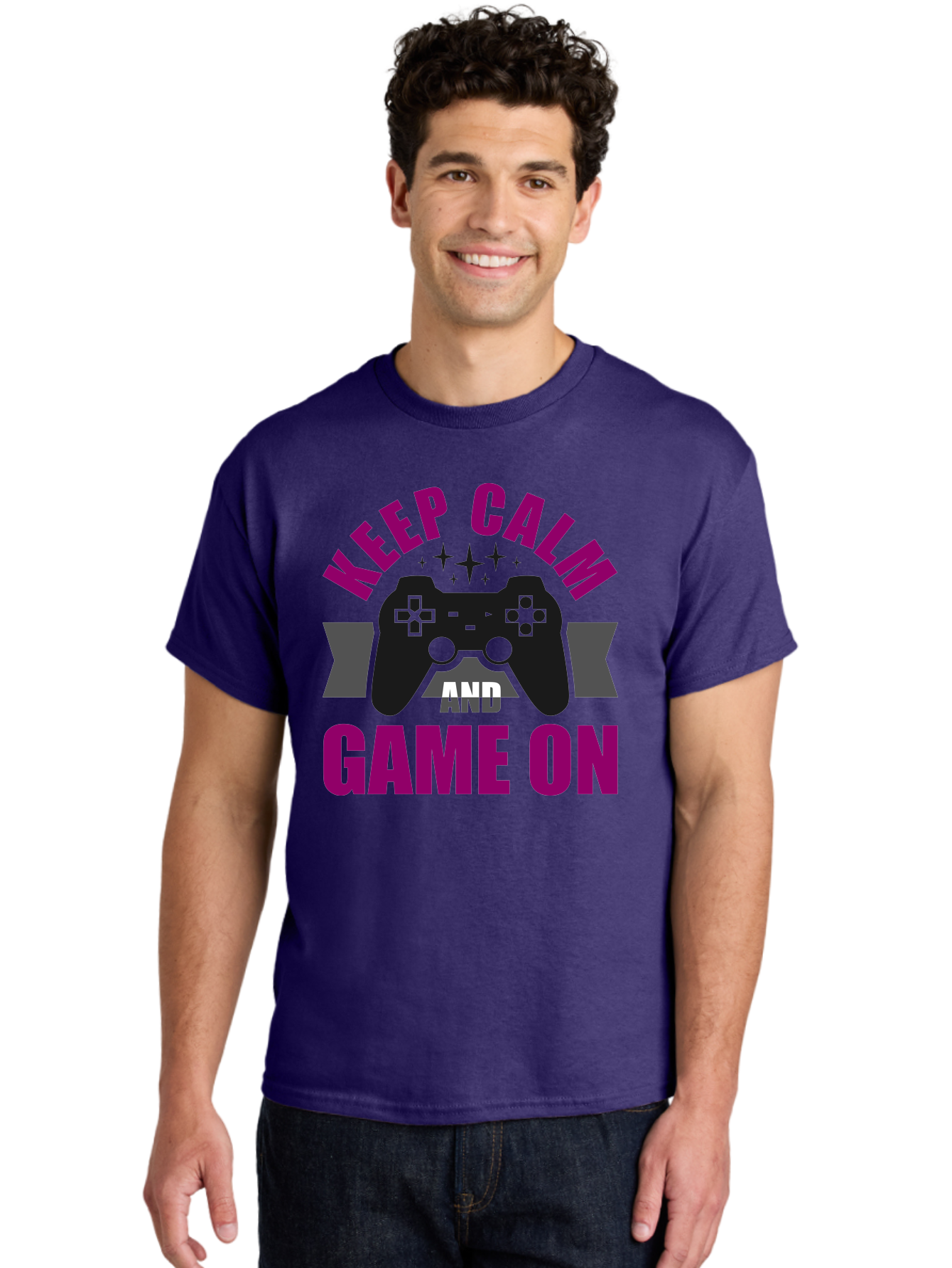 Keep-Calm-And-Game-On Men'S Graphic Tee, 100% Cotton, Comfortable Casual Summer Wear, Machine Washable, Gaming Inspiration, Motivational Quote, Video Game Controller, Keep Calm, Game On, Gaming Quote, Motivational Poster, - Aaa651 14