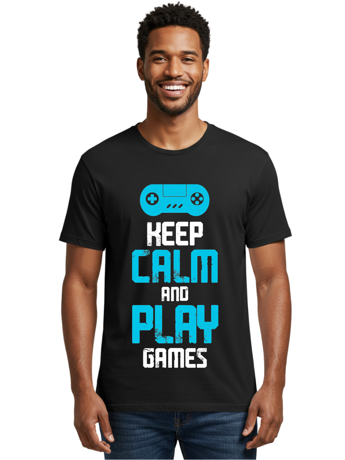 Keep-Calm-And-Play-Games Men'S Graphic Tee, 100% Cotton, Comfortable Casual Summer Wear, Machine Washable, Gaming Poster, Playful Design, Keep Calm Parody, Video Game Controller, Gamer Gift, Retro Gaming Style, Fun Typography, - Aaa652 26
