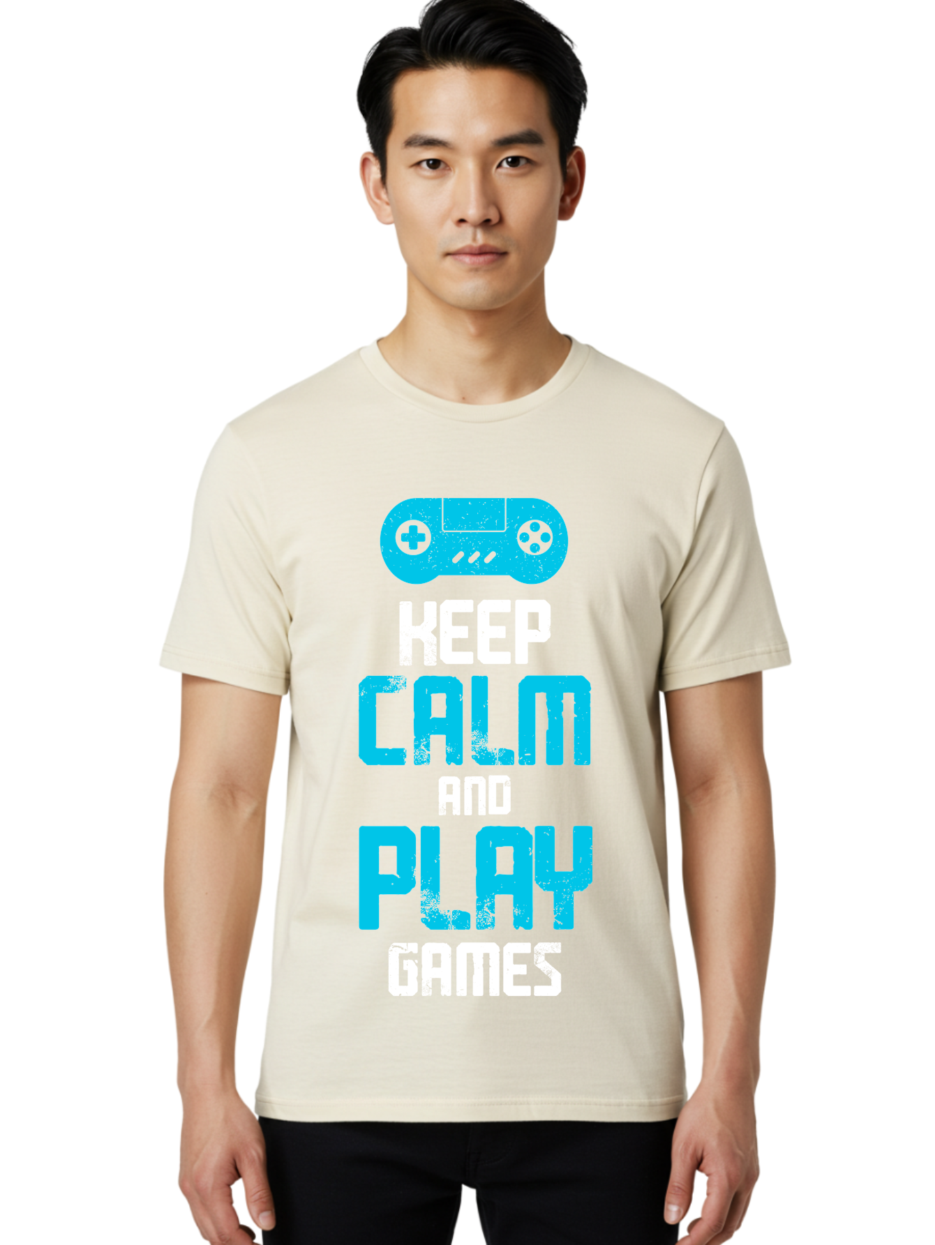 Keep-Calm-And-Play-Games Men'S Graphic Tee, 100% Cotton, Comfortable Casual Summer Wear, Machine Washable, Gaming Poster, Playful Design, Keep Calm Parody, Video Game Controller, Gamer Gift, Retro Gaming Style, Fun Typography, - Aaa652 20